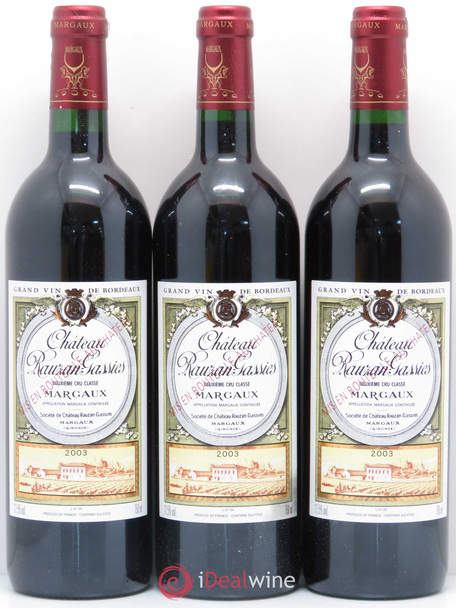 Château Rauzan-Gassies 2ème Grand Cru Classé 2003 - Lot de 12 bouteilles - 3