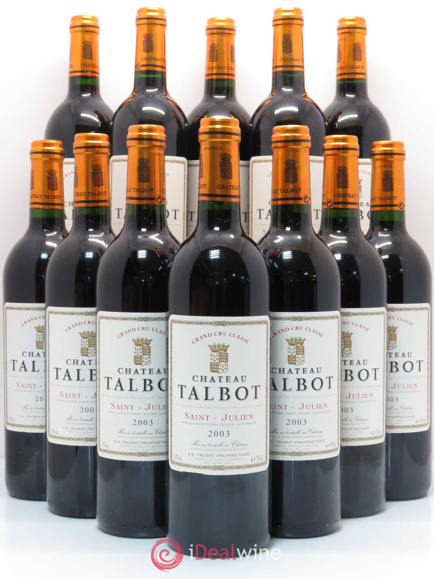 Château Talbot 4ème Grand Cru Classé 2003 - Lot de 12 bouteilles - 0