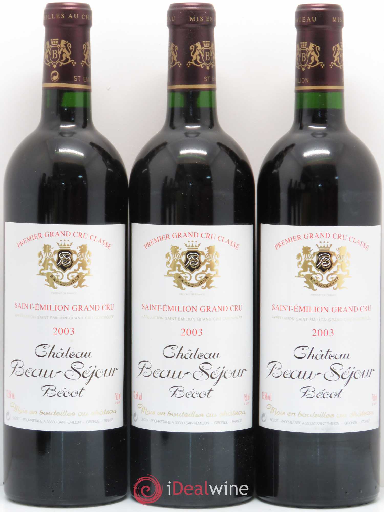 Château Beau-Séjour Bécot 1er Grand Cru Classé B 2003 - Lotto di 12 bottiglie - 1