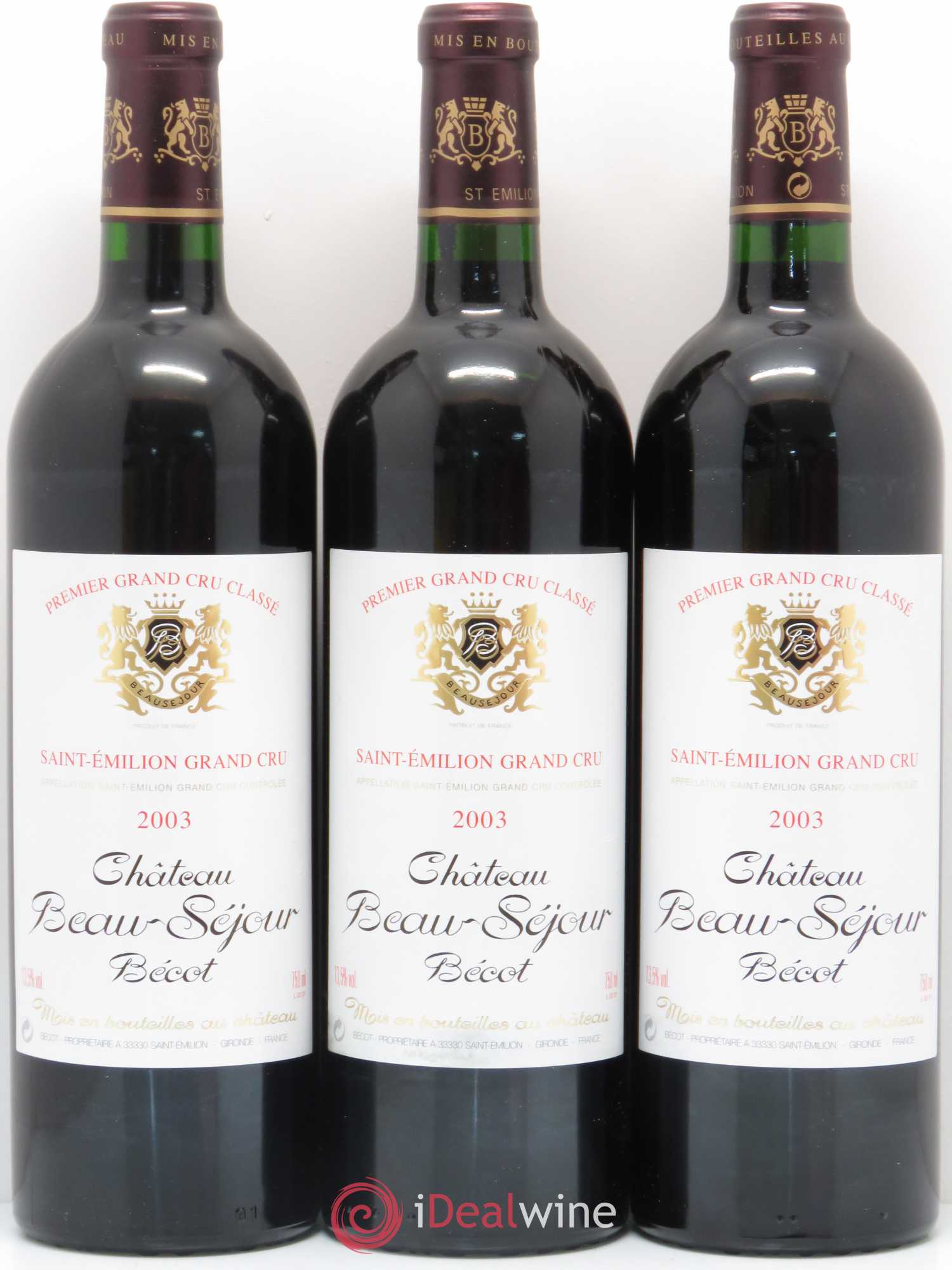 Château Beau-Séjour Bécot 1er Grand Cru Classé B 2003 - Lotto di 12 bottiglie - 2