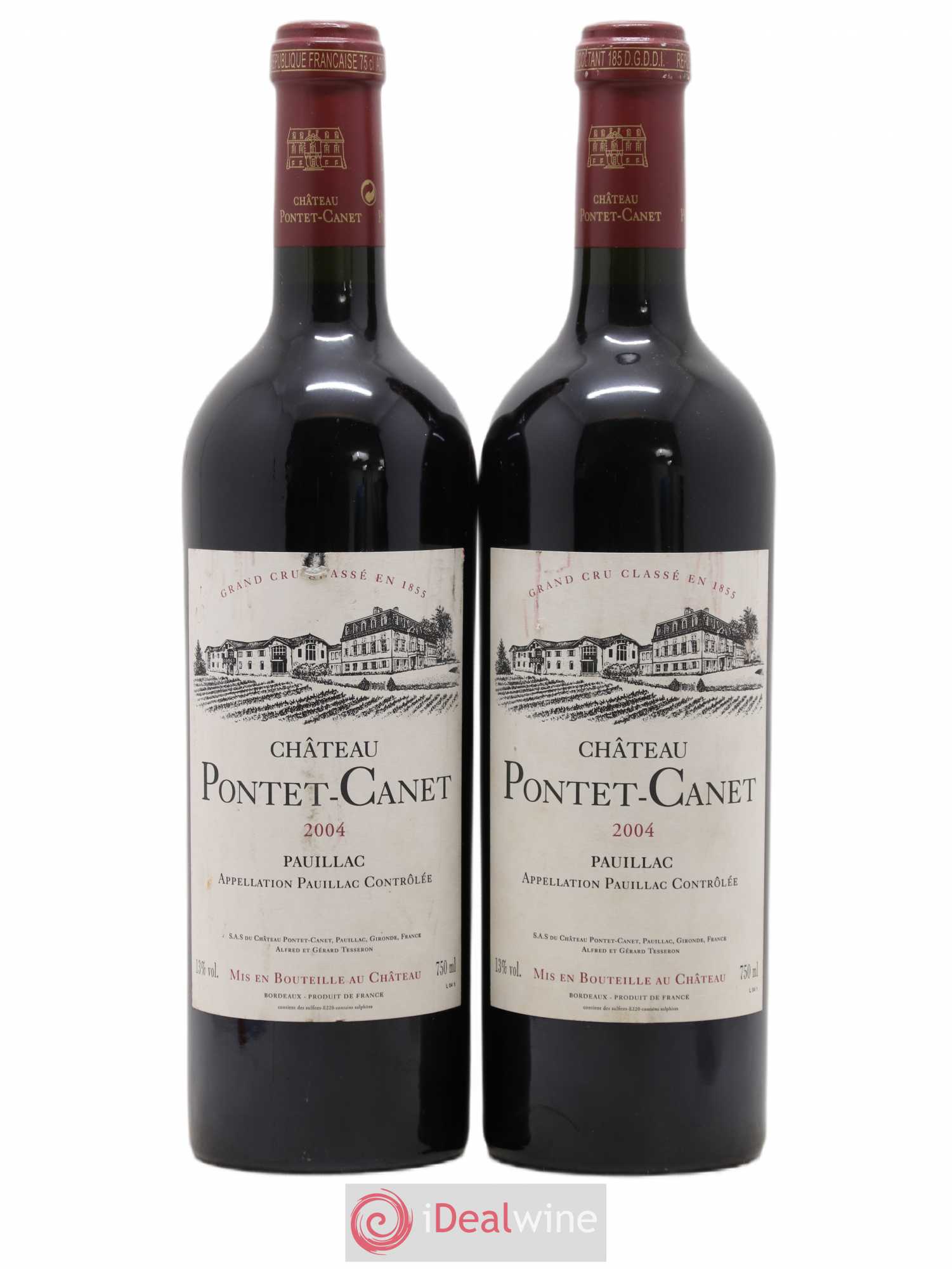 Château Pontet Canet 5ème Grand Cru Classé 2004 - Lot de 2 bouteilles - 0