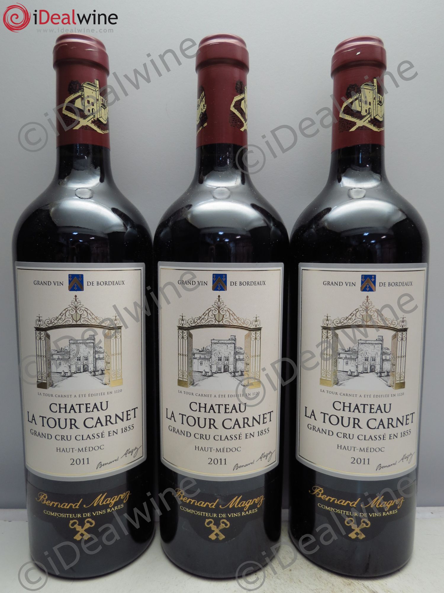 Château la Tour Carnet 4ème Grand Cru Classé 2011 - Lot de 3 bouteilles - 0