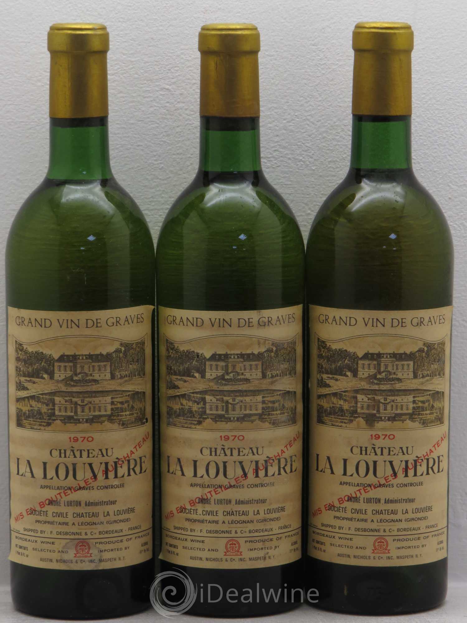 Château la Louvière 1970 - Lot de 3 bouteilles - 0