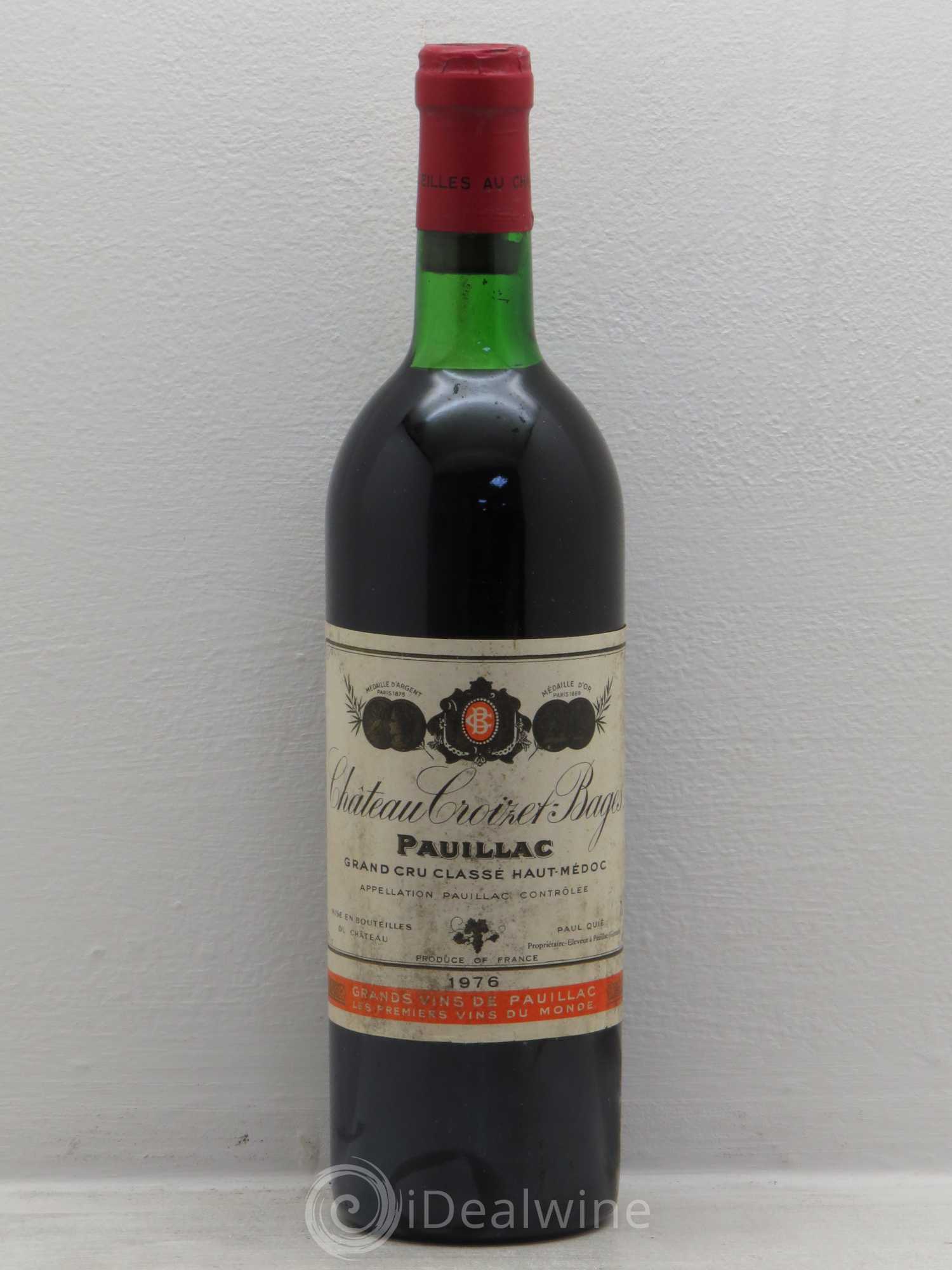 Château Croizet Bages 5ème Grand Cru Classé 1976 - Lot de 1 bouteille - 0