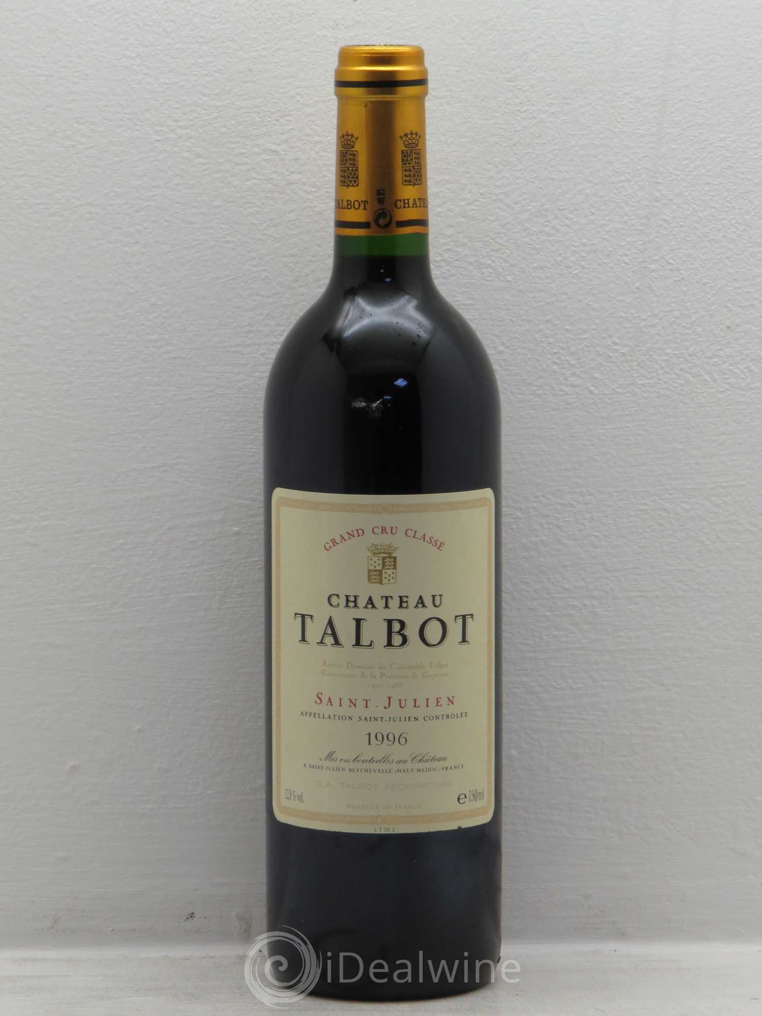Château Talbot 4ème Grand Cru Classé 1996 - Lot de 1 bouteille - 0