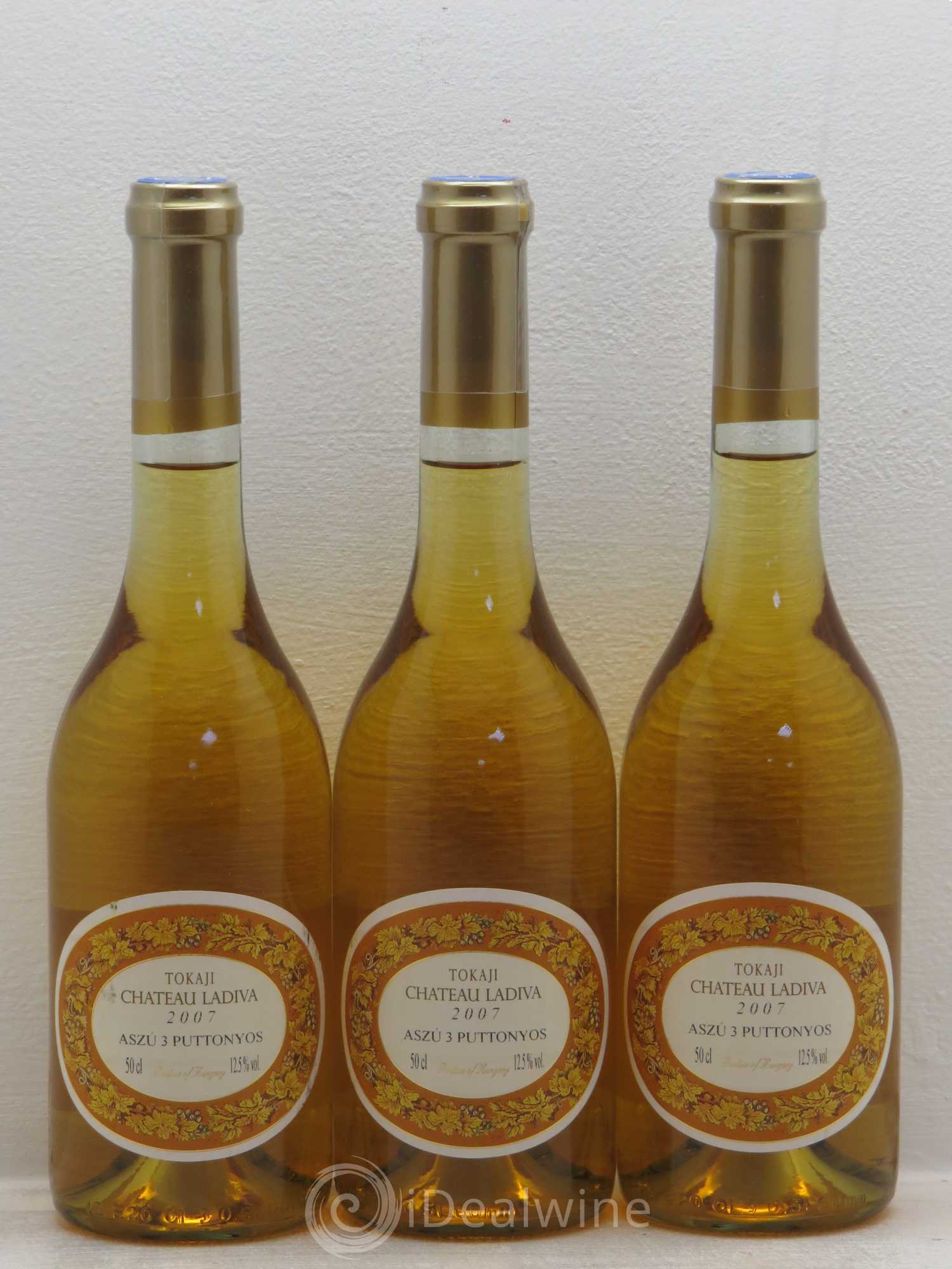 Tokaji Chateau Ladiva 3 Puttonyos Aszu (sans prix de réserve) 2007 - Lotto di 3 bottiglie - 0