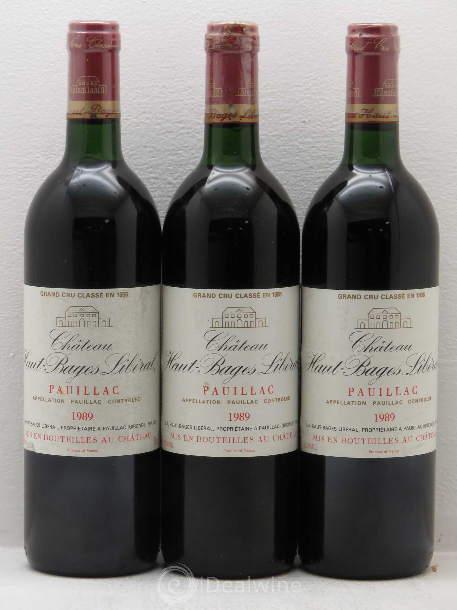 Château Haut Bages Libéral 5ème Grand Cru Classé 1989 - Lot de 3 bouteilles - 0