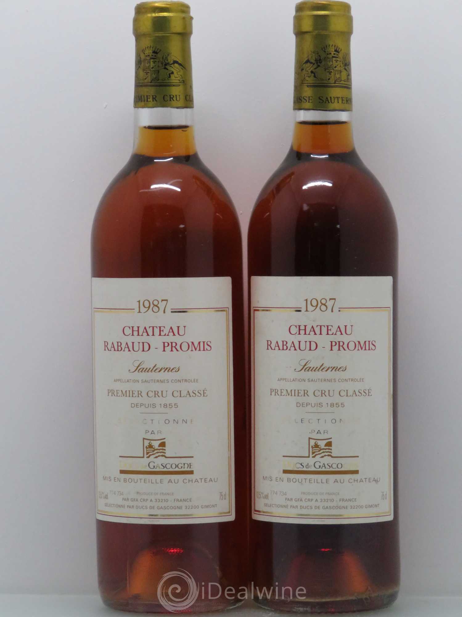 Château Rabaud Promis 1er Grand Cru Classé 1987 - Lotto di 2 bottiglie - 0