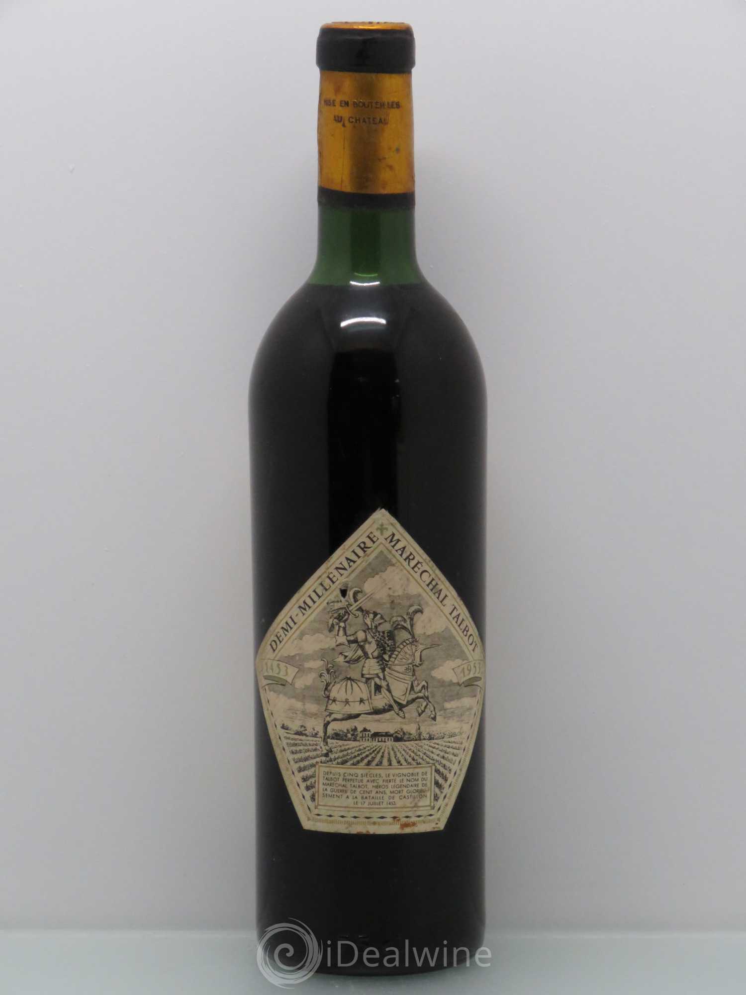 Château Talbot 4ème Grand Cru Classé Contre étiquette demi millénaire maréchal Talbot 1453 1953 1960 - Posten von 1 Flasche - 1