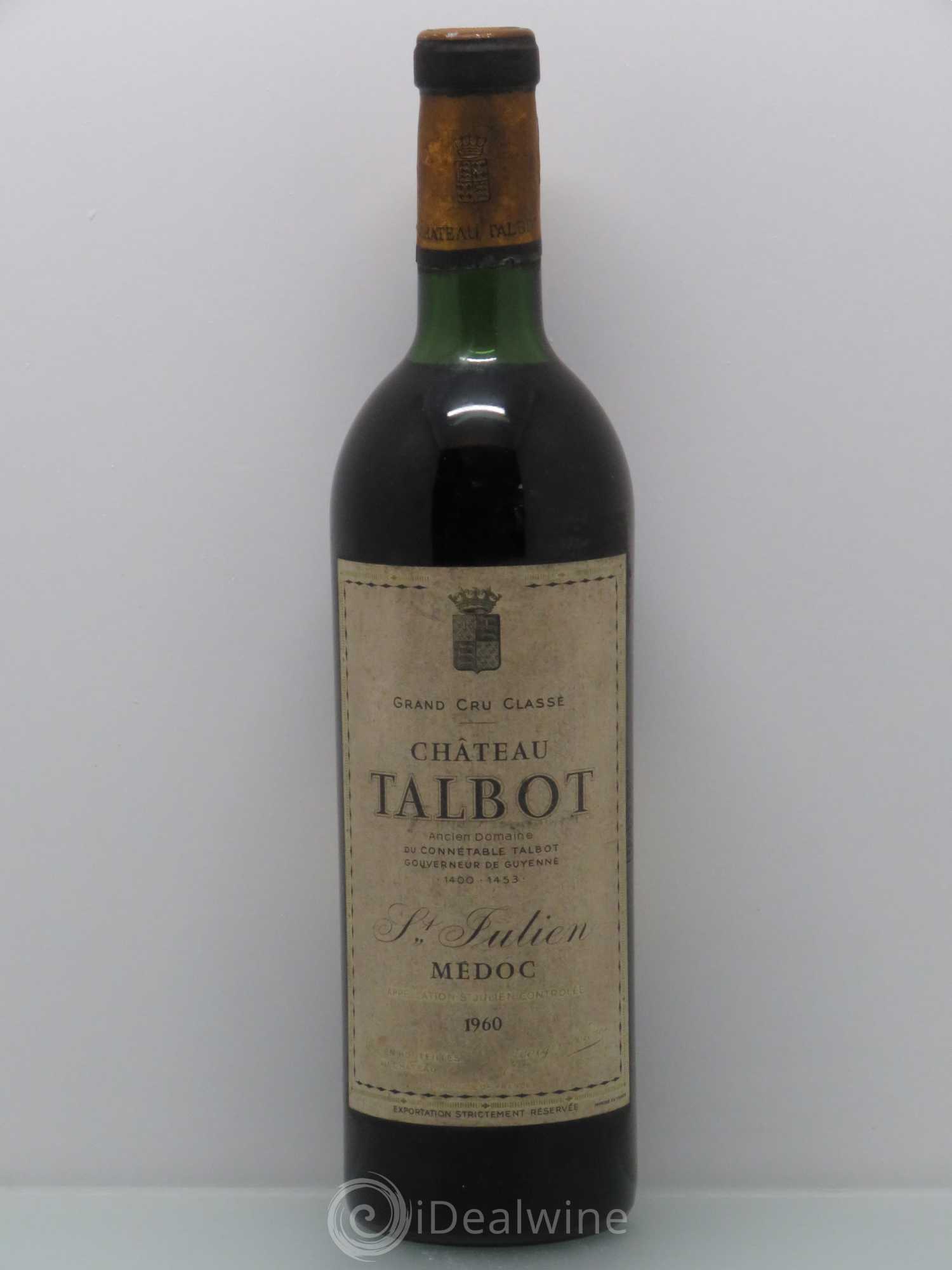 Château Talbot 4ème Grand Cru Classé Contre étiquette demi millénaire maréchal Talbot 1453 1953 1960 - Posten von 1 Flasche - 0