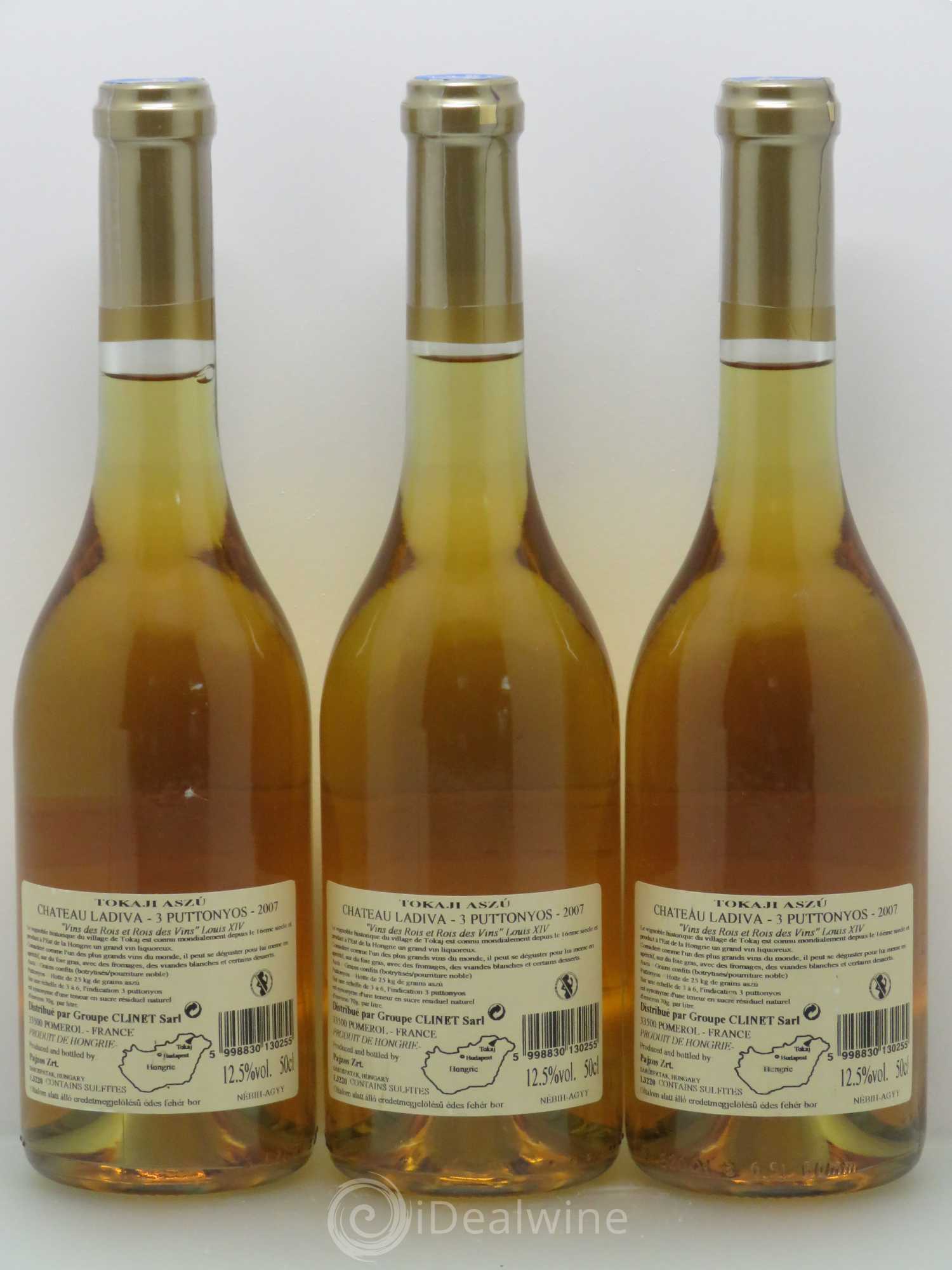 Tokaji Château Ladiva 3 Puttonyios (sans prix de réserve) 2007 - Lotto di 3 bottiglie - 1