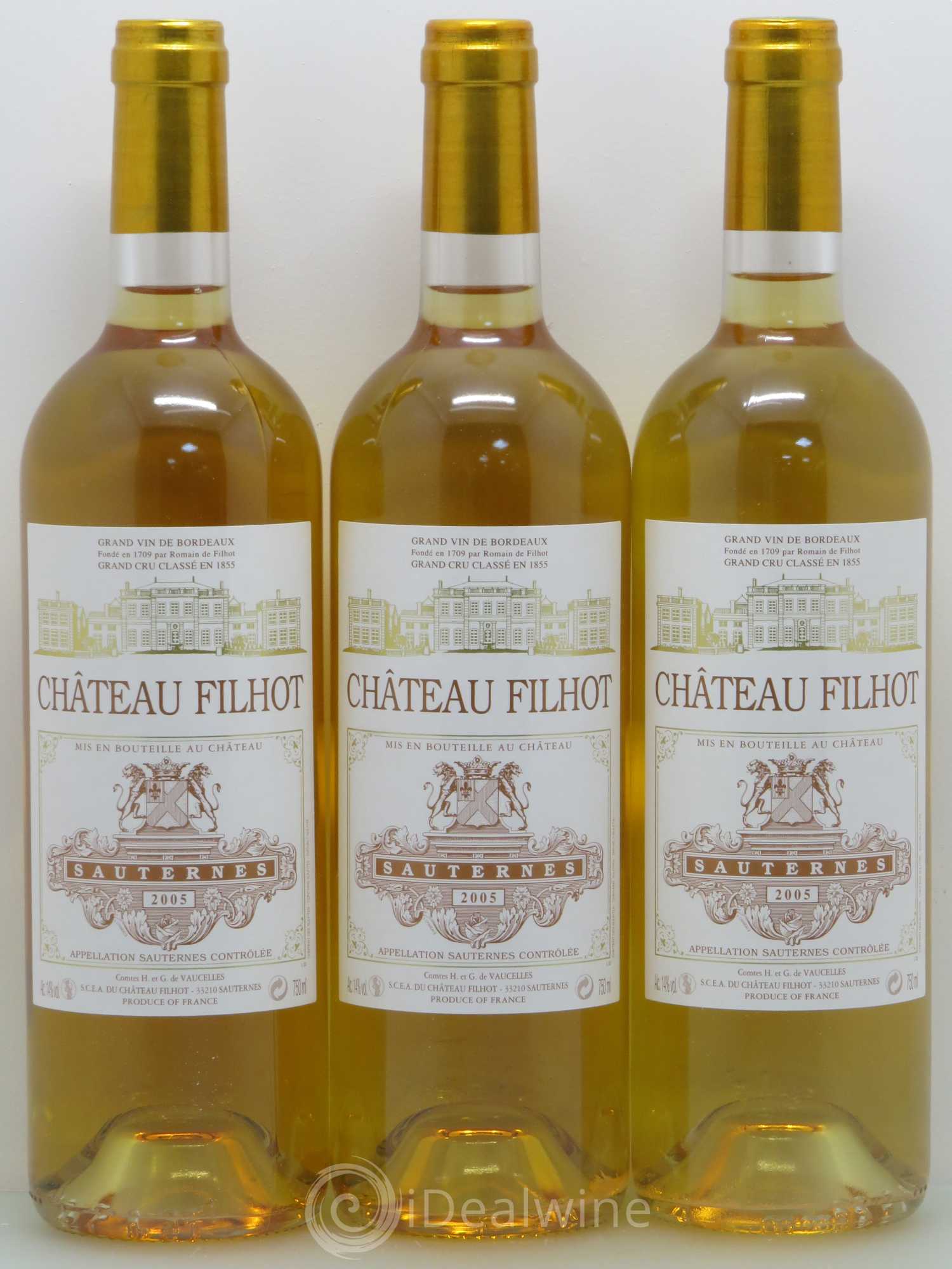 Château Filhot 2ème Grand Cru Classé 2005 - Lotto di 3 bottiglie - 0