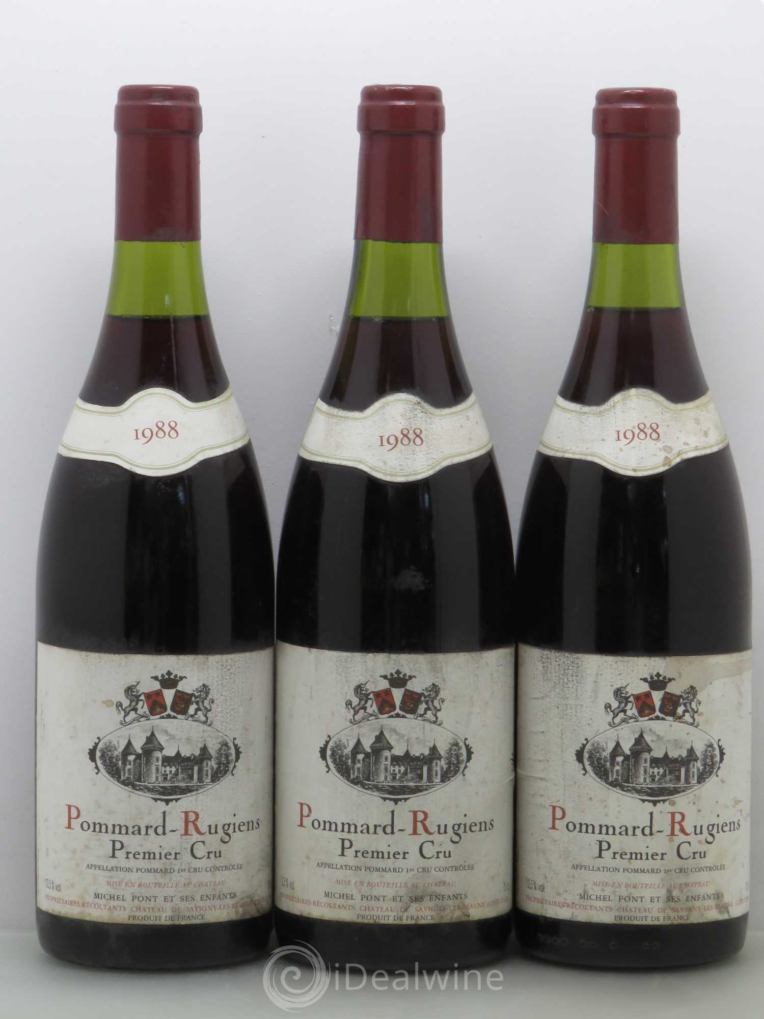 Pommard 1er Cru Rugiens Michel pont (sans prix de réserve) 1988 - Lot de 3 bouteilles - 0