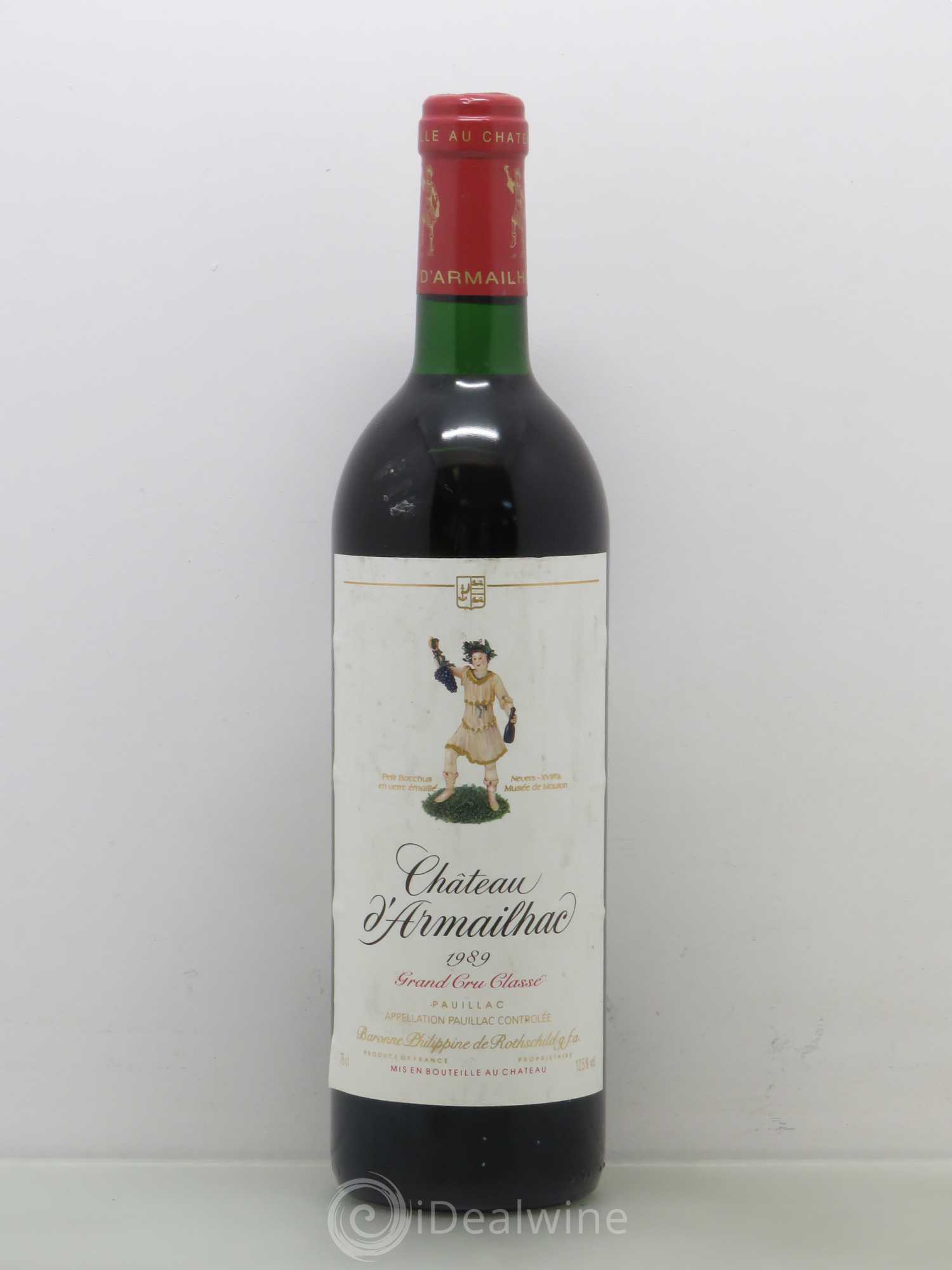Château d' Armailhac - Mouton Baron(ne) Philippe 5ème Grand Cru Classé 1989 - Lot de 1 bouteille - 0