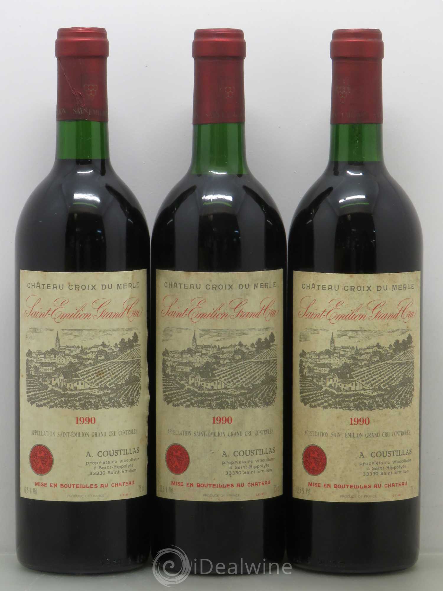 Château la Croix du Merle (sans prix de réserve) 1990 - Lot de 3 bouteilles - 0