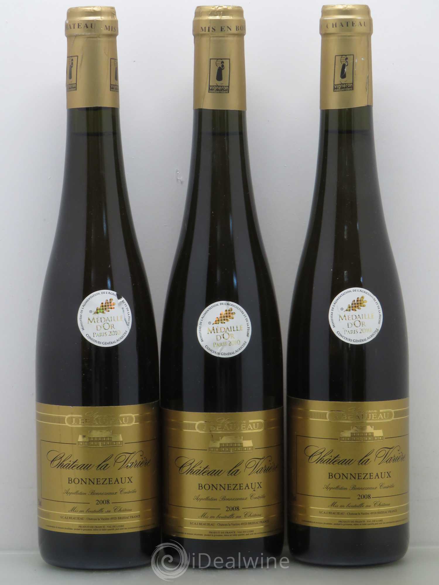 Bonnezeaux Bonnezeaux Chateau la Varriere Beaujeau (sans prix de réserve) 2008 - Lotto di 3 bottiglie - 0