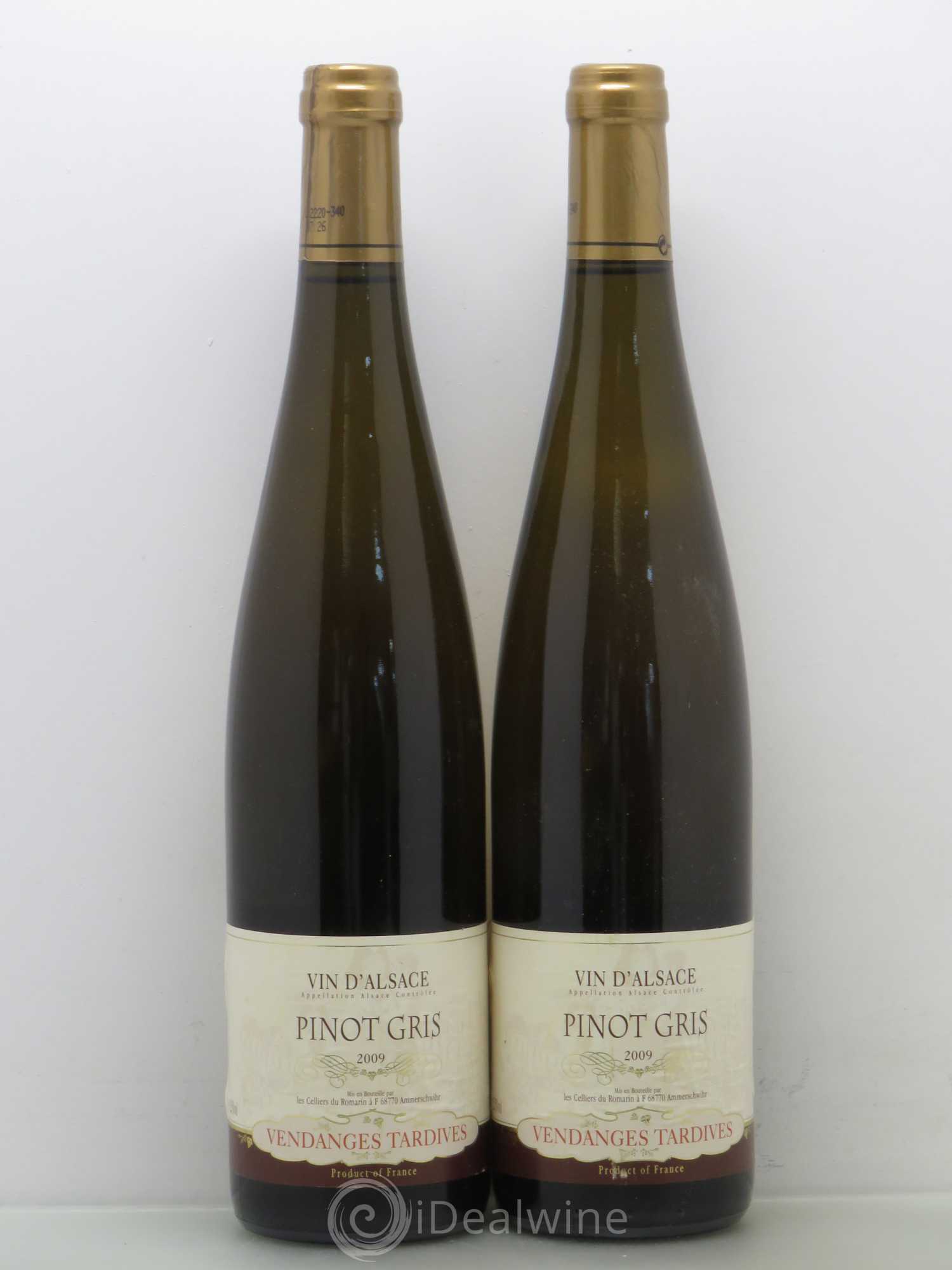 Pinot Gris (Tokay) Vendanges Tardives Celliers De Romarin (sans prix de réserve) 2009 - Lotto di 5 bottiglie - 2