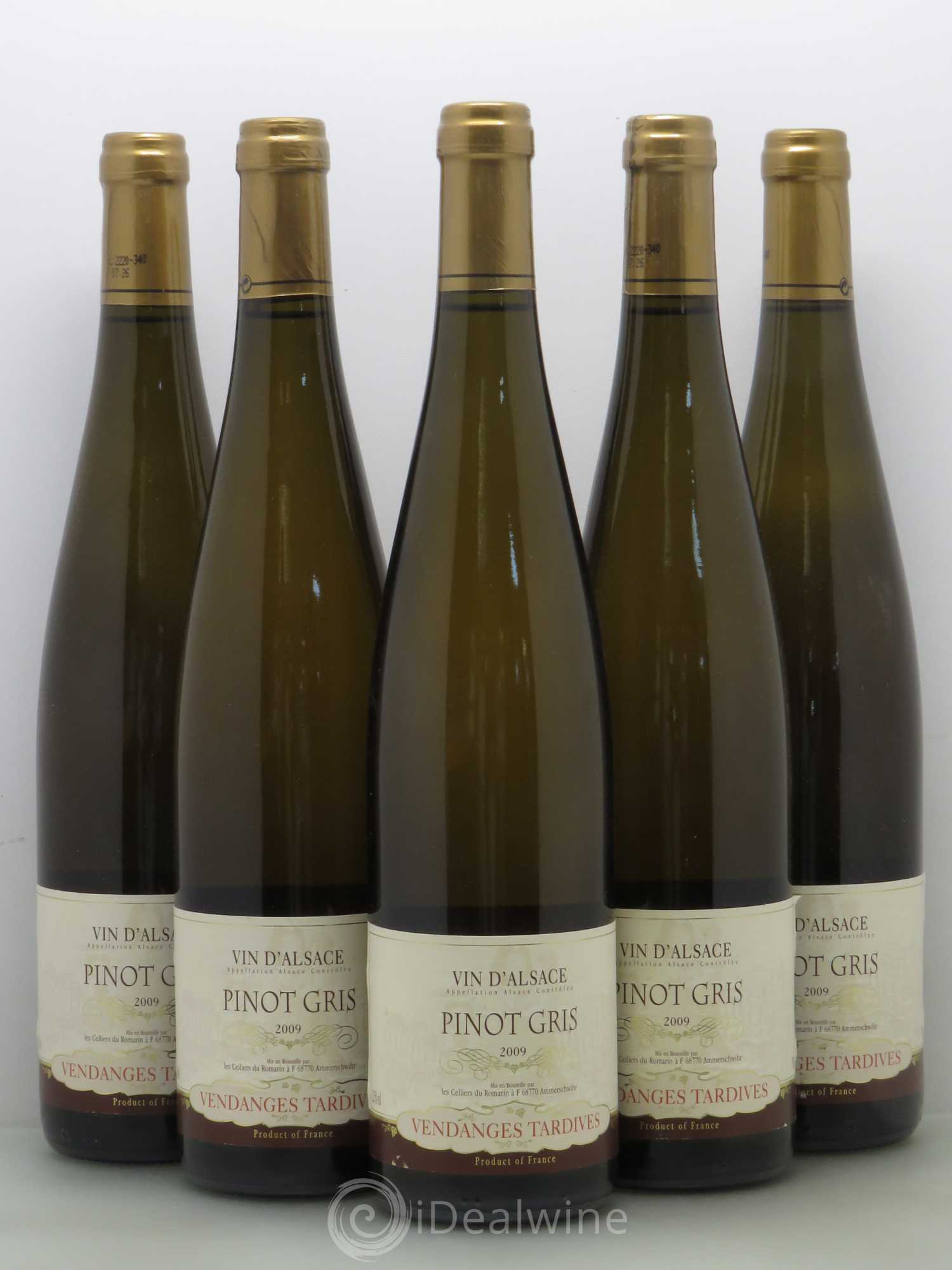 Pinot Gris (Tokay) Vendanges Tardives Celliers De Romarin (sans prix de réserve) 2009 - Lotto di 5 bottiglie - 0