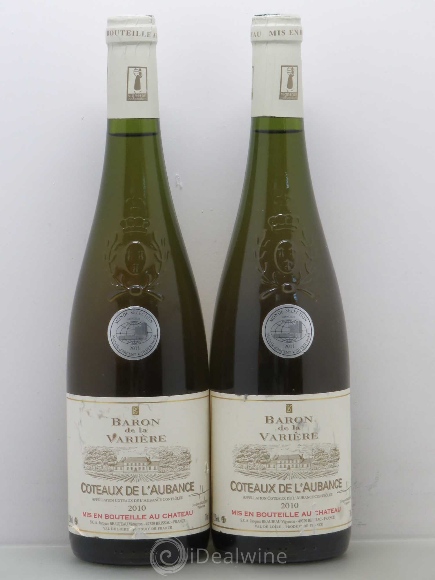 Coteaux de l'Aubance Coteau de l'Aubance Baron de la varriere Beaujeau (sans prix de réserve) 2010 - Lotto di 2 bottiglie - 0