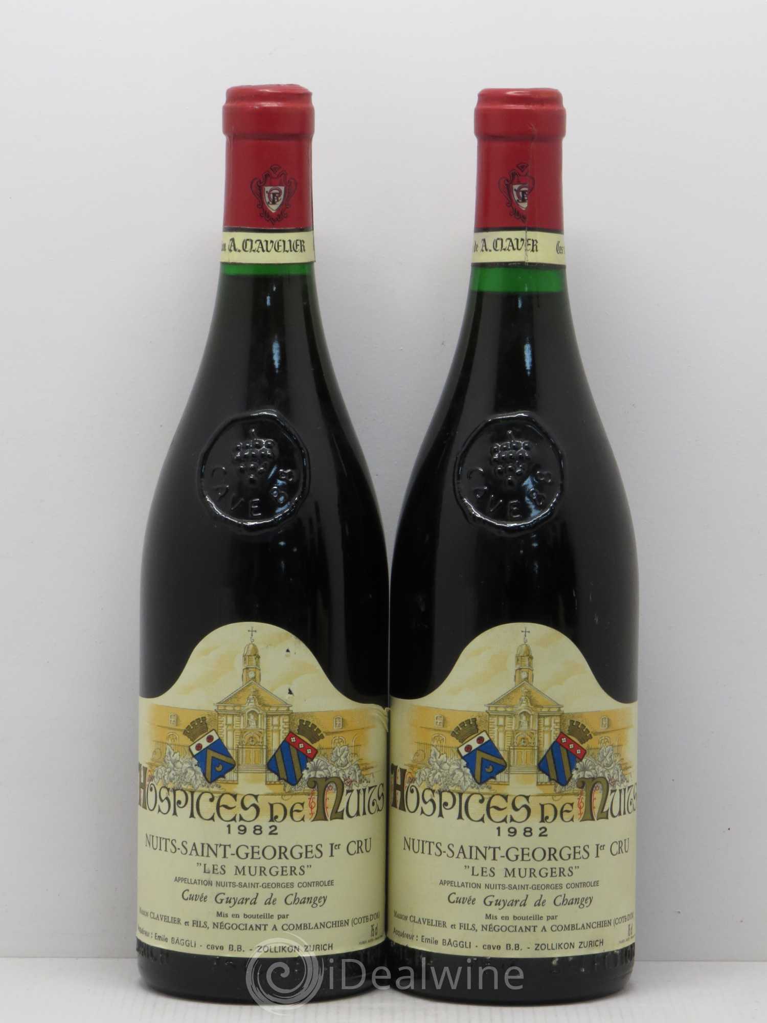 Nuits-Saint-Georges 1er Cru Les Murgers Hospices de Nuits cuvée Guyard Changey 1982 - Posten von 2 Flaschen - 0