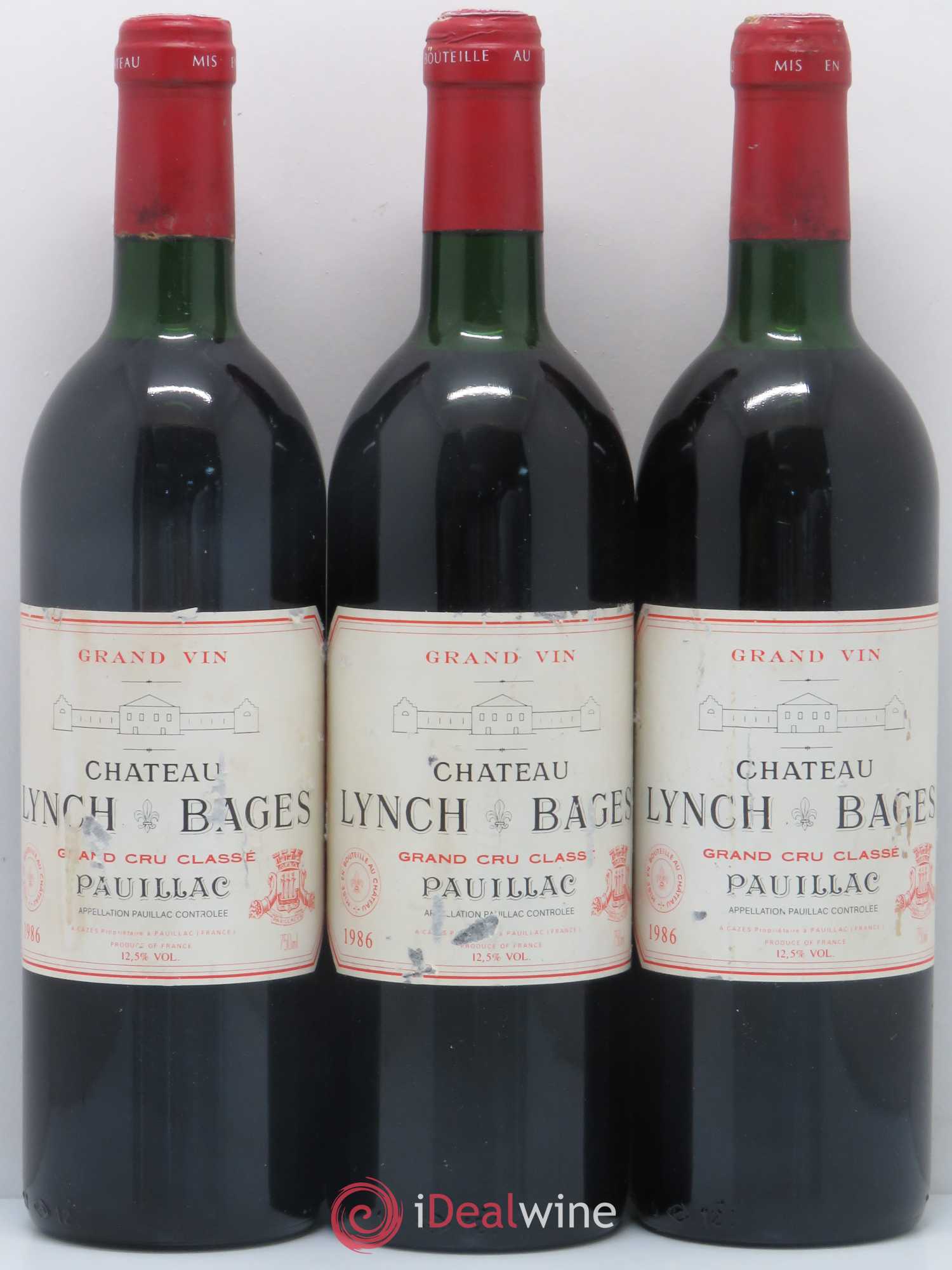 Château Lynch Bages 5ème Grand Cru Classé 1986 - Lot de 3 bouteilles - 0