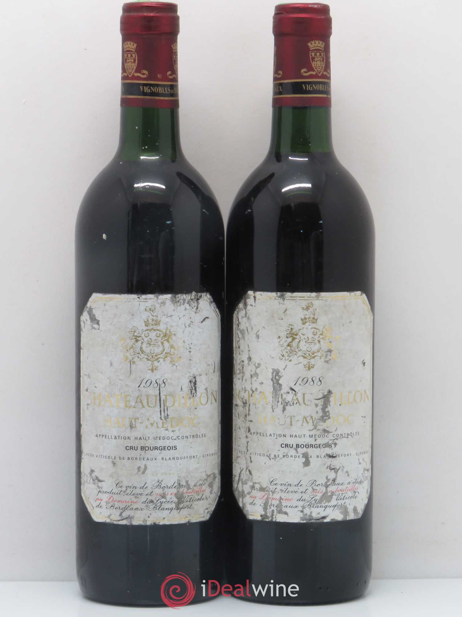 Château Dillon Cru Bourgeois 1988 - Lot de 2 bouteilles - 0