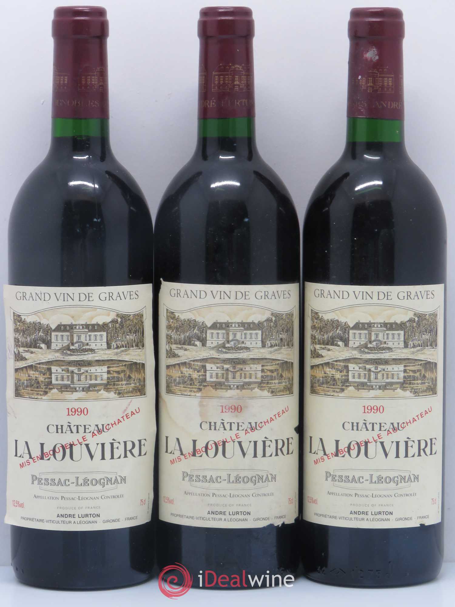 Château la Louvière 1990 - Lot de 3 bouteilles - 0