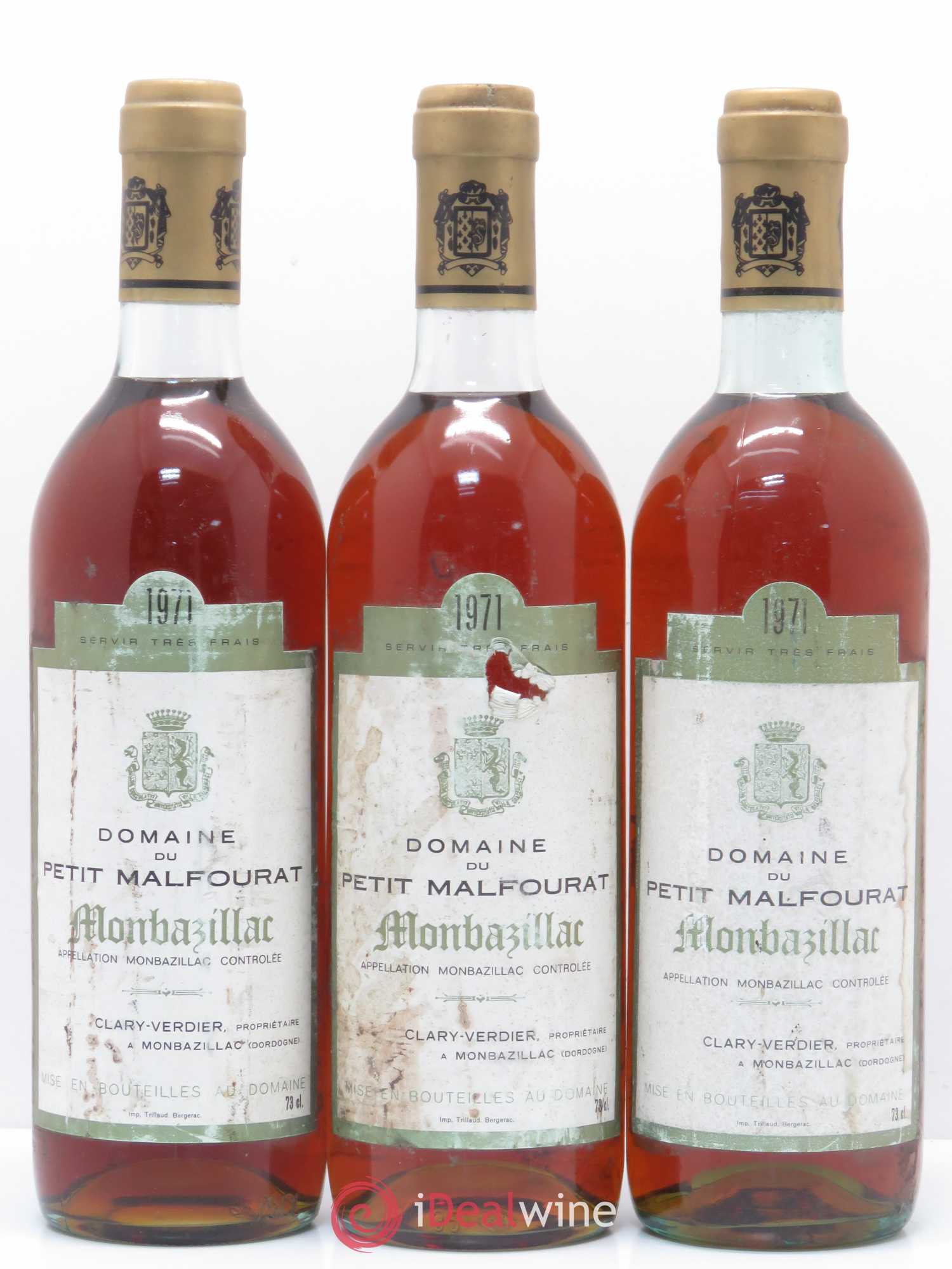 Monbazillac Domaine Petit Malfourat Clary Verdier 1971 - Lotto di 3 bottiglie - 0