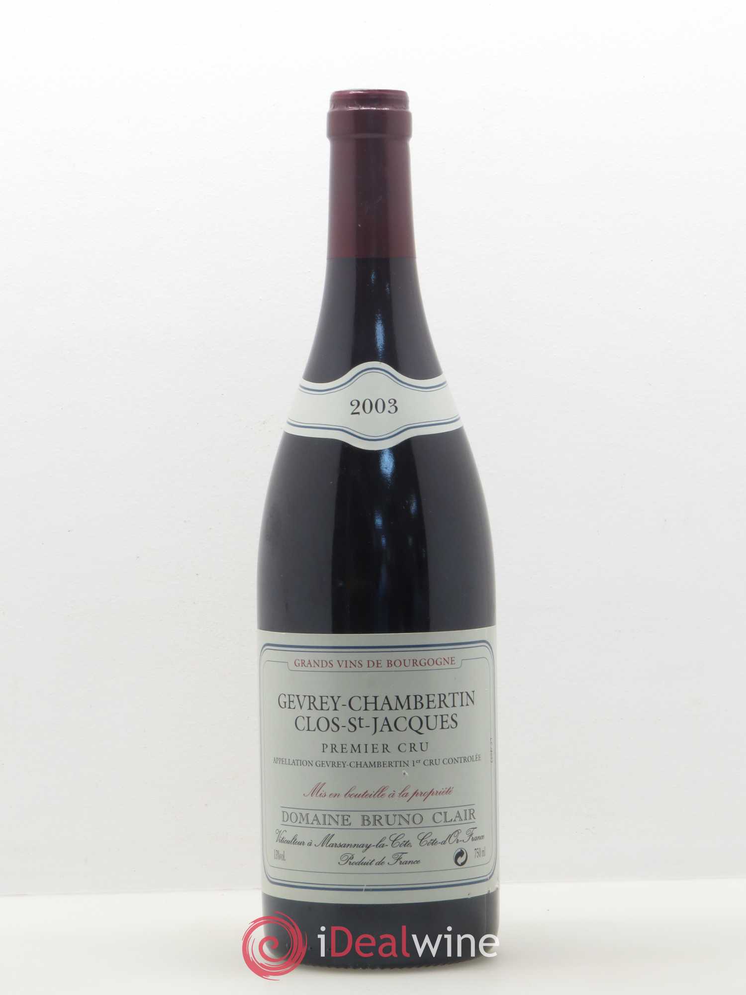 Gevrey-Chambertin 1er Cru Clos Saint-Jacques Bruno Clair (Domaine) 2003 - Lot de 1 bouteille - 0