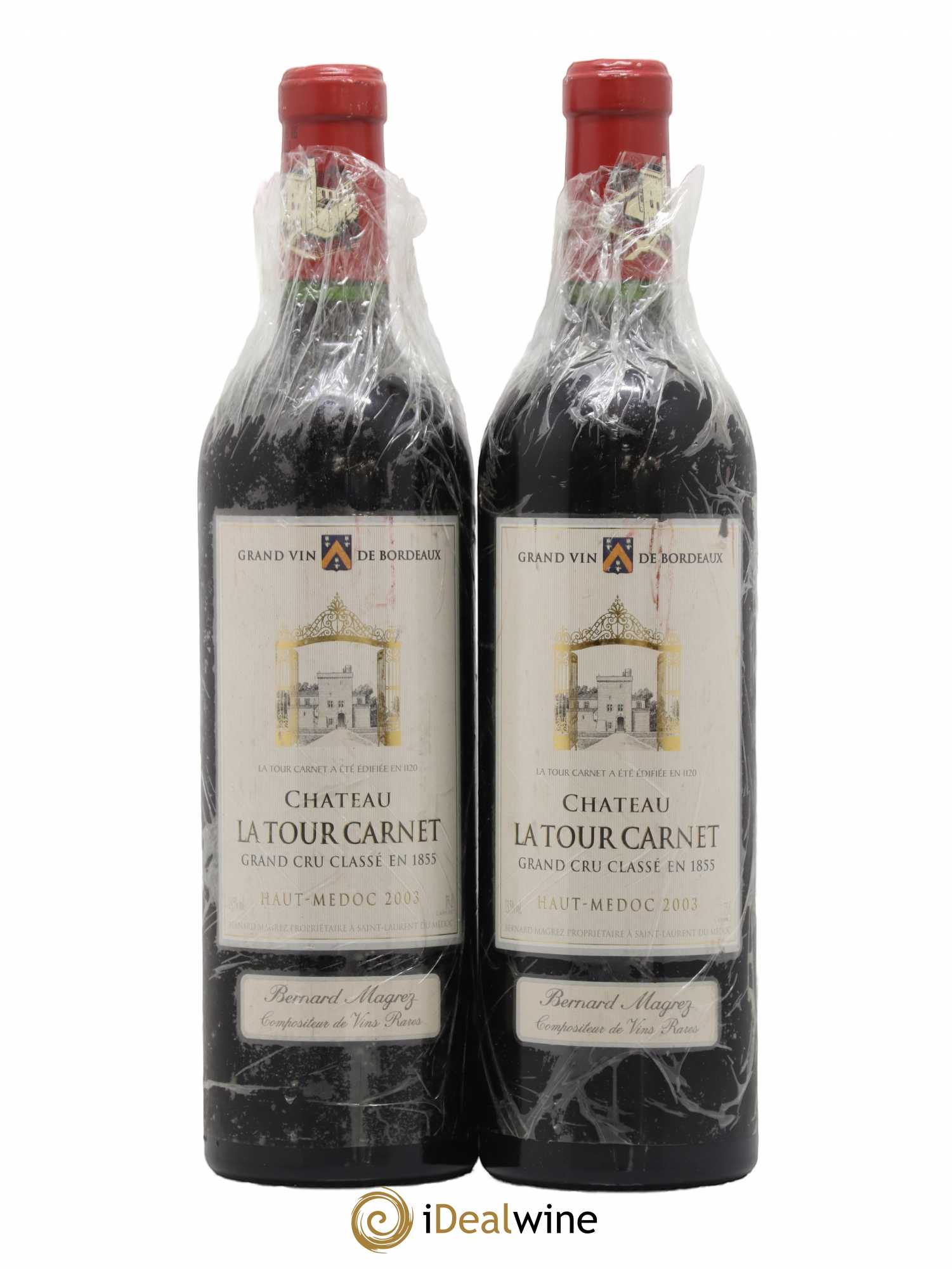 Château la Tour Carnet 4ème Grand Cru Classé 2003 - Lot de 2 bouteilles - 0