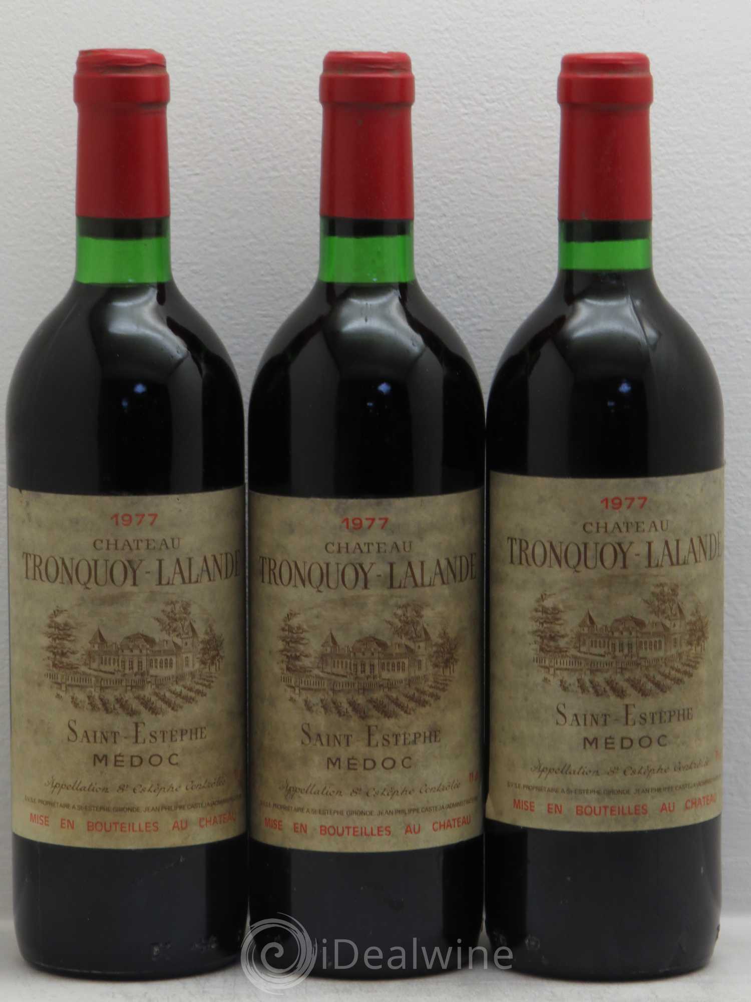 Château Tronquoy Lalande 1977 - Lot de 3 bouteilles - 0