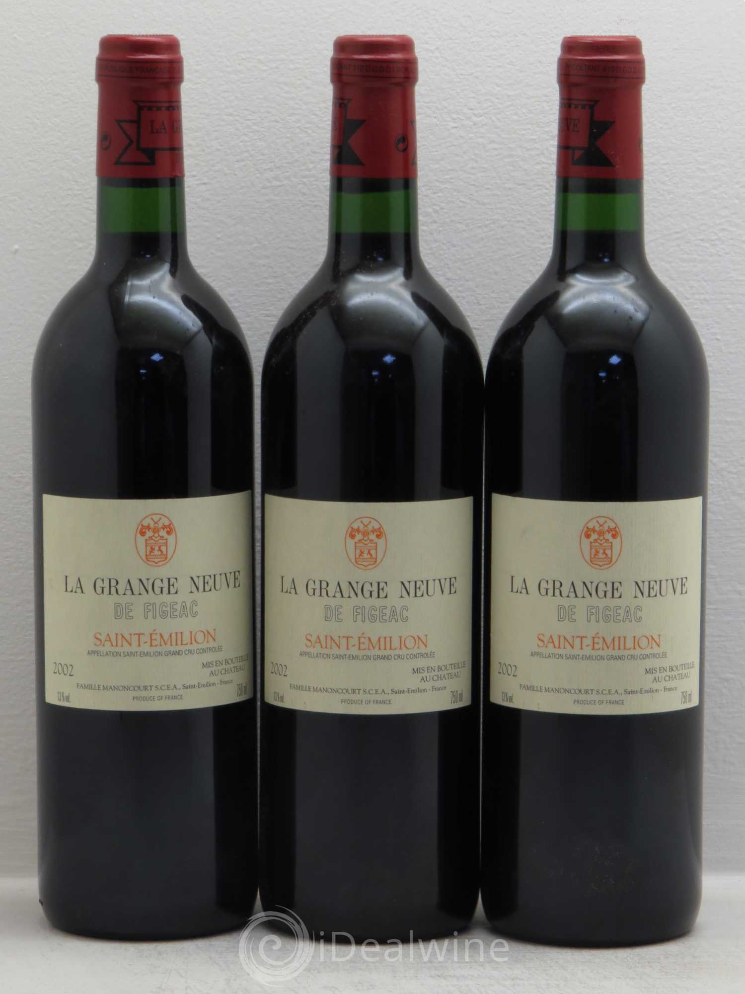Château La Grange Neuve de Figeac 2002 - Lot de 3 bouteilles - 0
