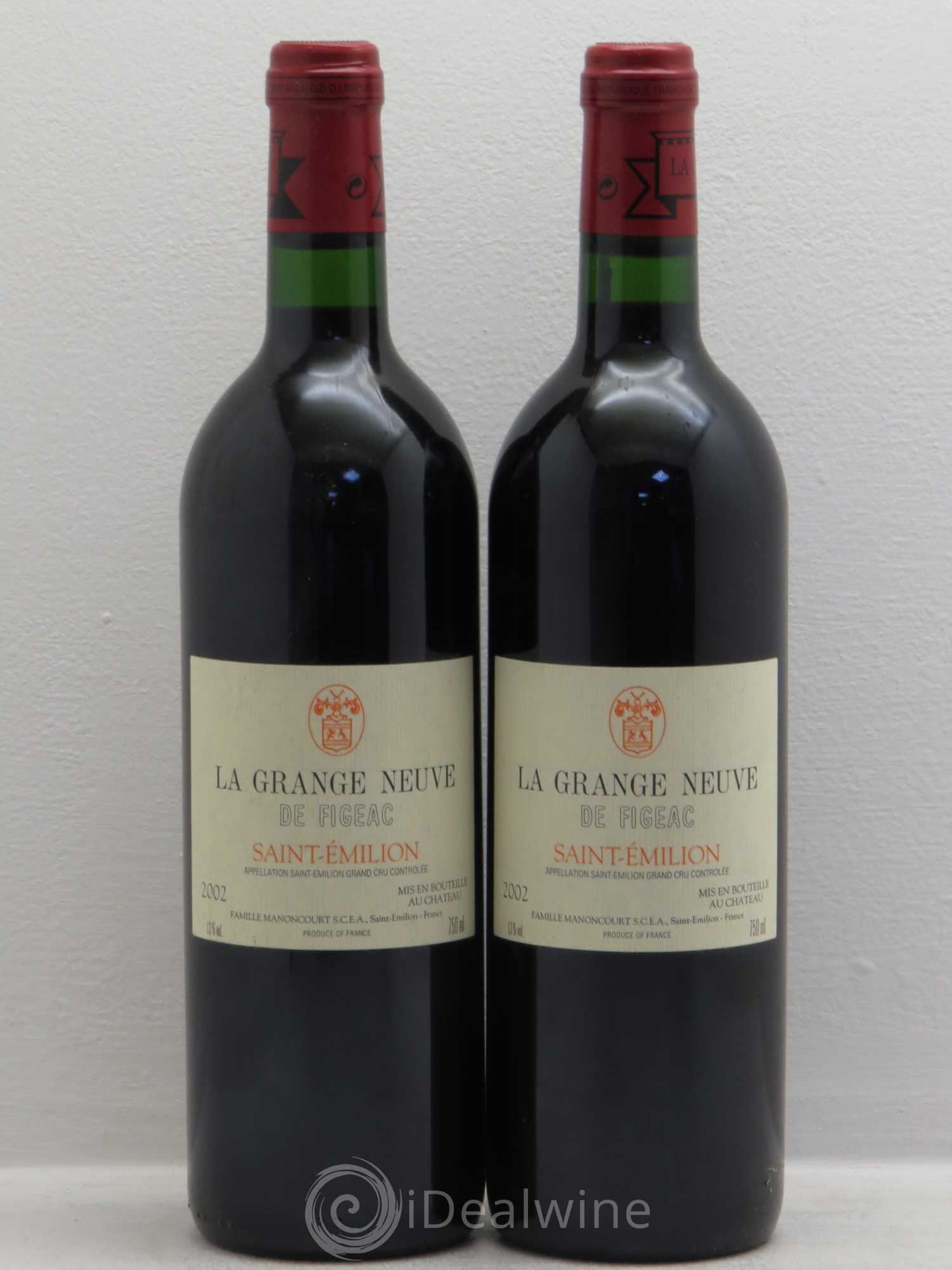 Château La Grange Neuve de Figeac 2002 - Lot de 2 bouteilles - 0