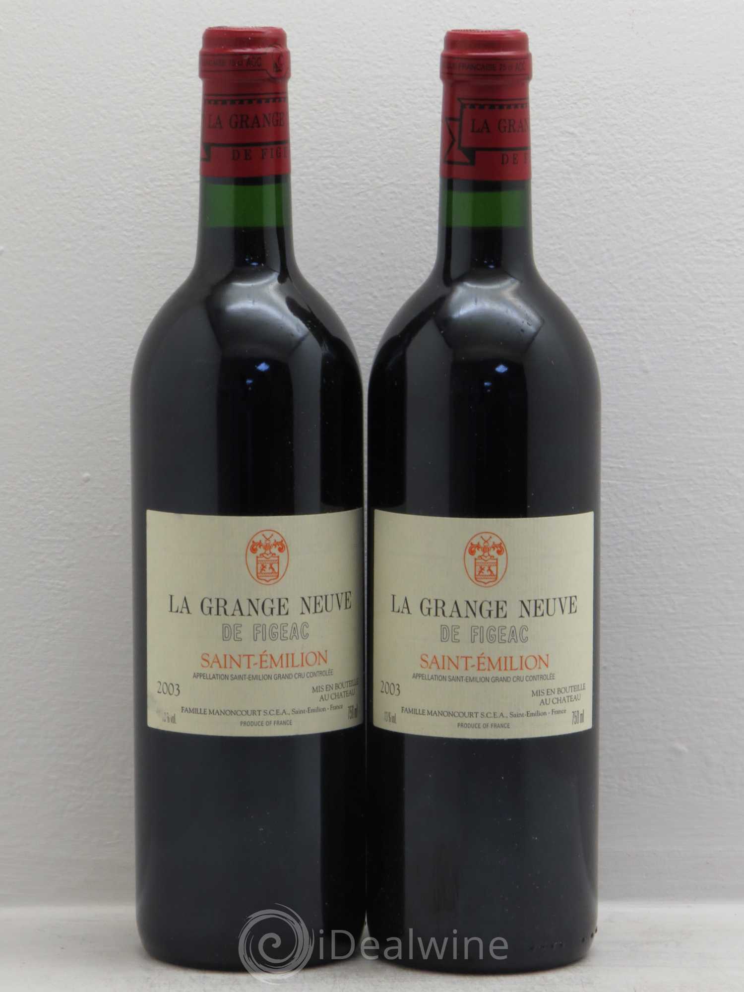 Château La Grange Neuve de Figeac 2003 - Lot de 2 bouteilles - 0