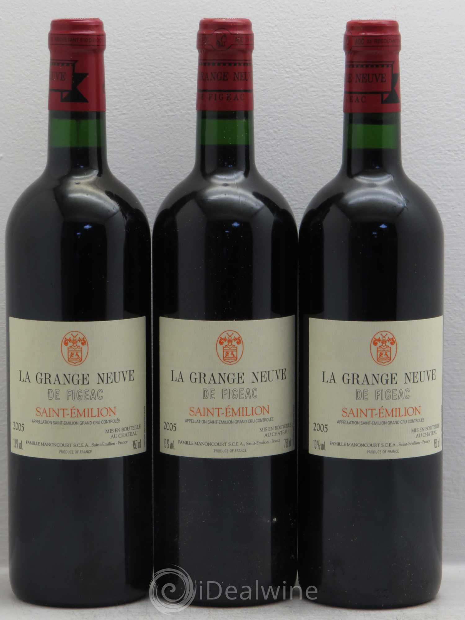 Château La Grange Neuve de Figeac 2005 - Lot de 3 bouteilles - 0