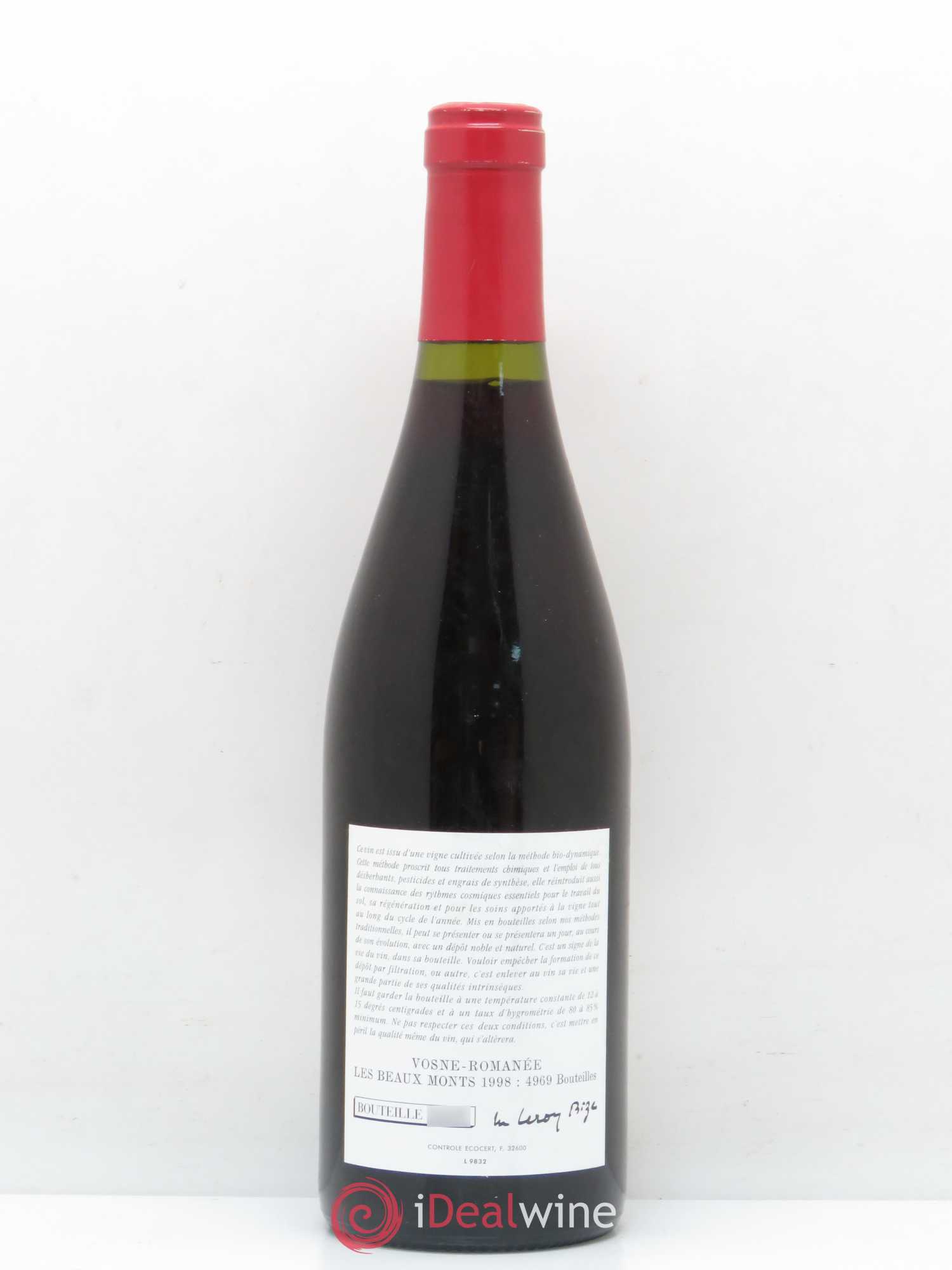 Vosne-Romanée 1er Cru Les Beaux-Monts Leroy (Domaine) 1998 - Lot de 1 bouteille - 1
