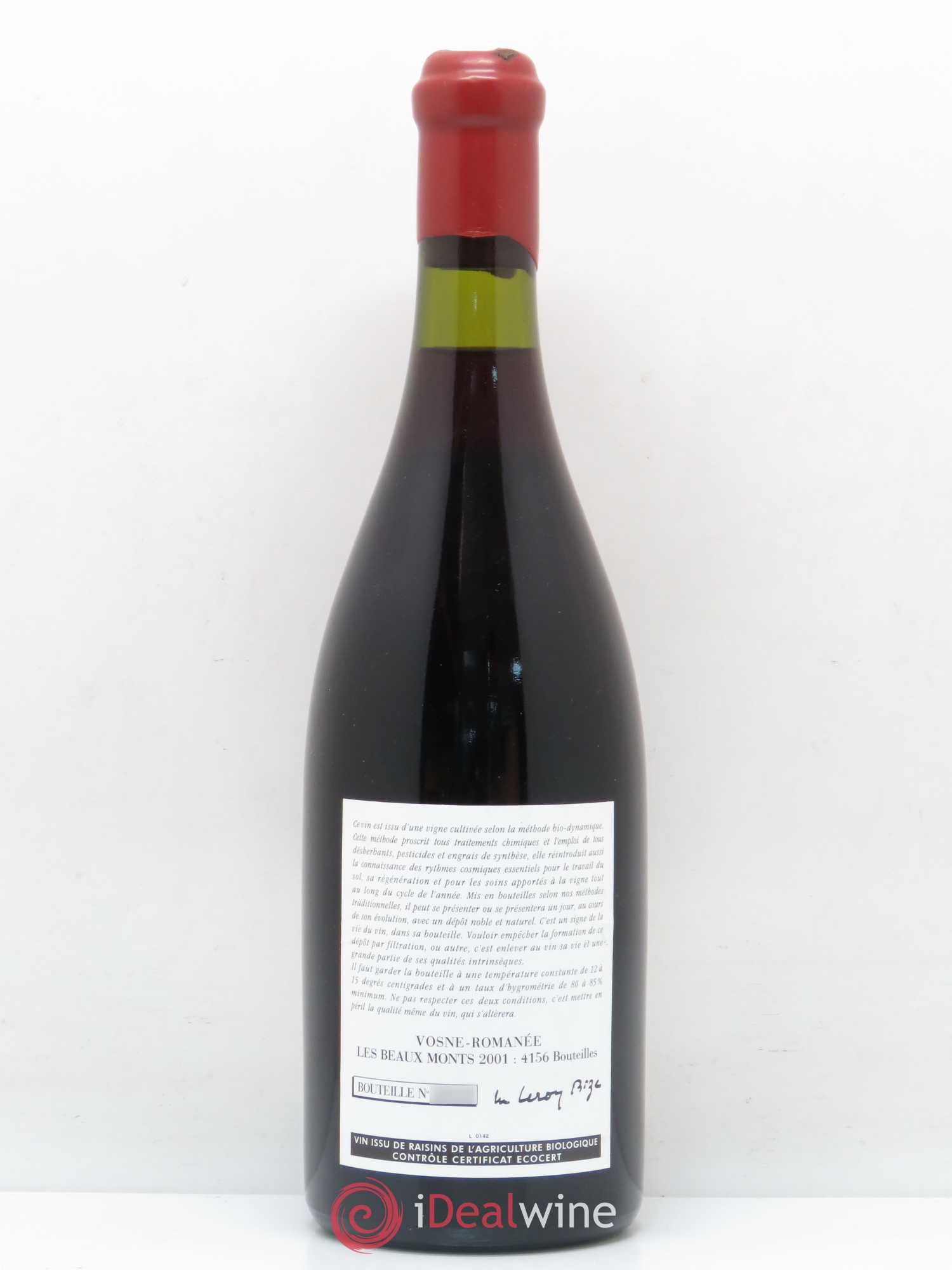 Vosne-Romanée 1er Cru Les Beaux-Monts Leroy (Domaine) 2001 - Lot de 1 bouteille - 1
