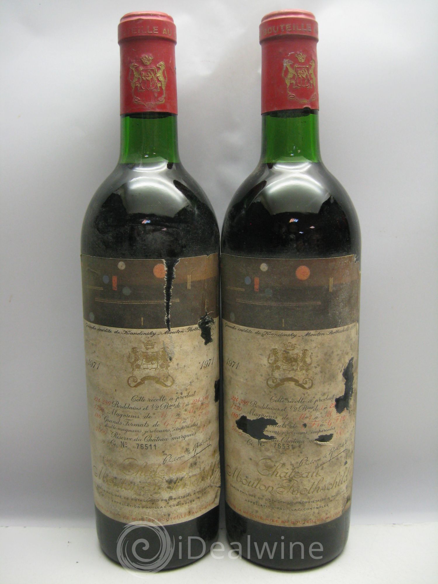 Château Mouton Rothschild 1er Grand Cru Classé 1971 - Lot de 6 bouteilles - 1