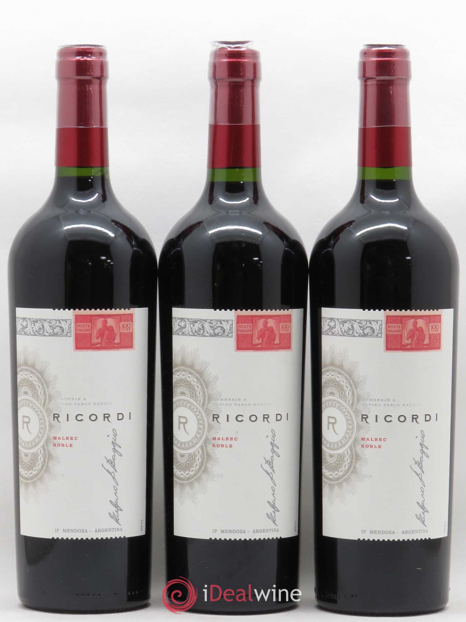 Vins Etrangers Ricordi Malbec Roble Mendoza 2015 - Lot de 3 bouteilles - 0