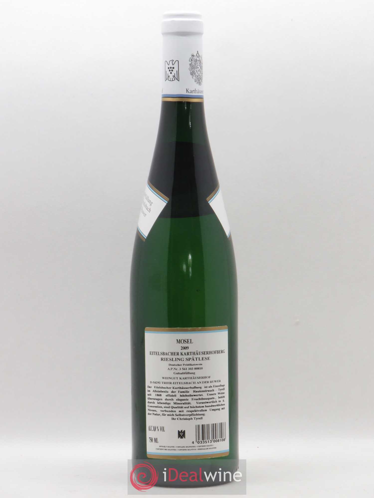 Allemagne Mosel-Saar Eitelsbacher Karthauserhofberg Riesling Spatlese Weingut Kartauserhof 2009 - Posten von 1 Flasche - 1