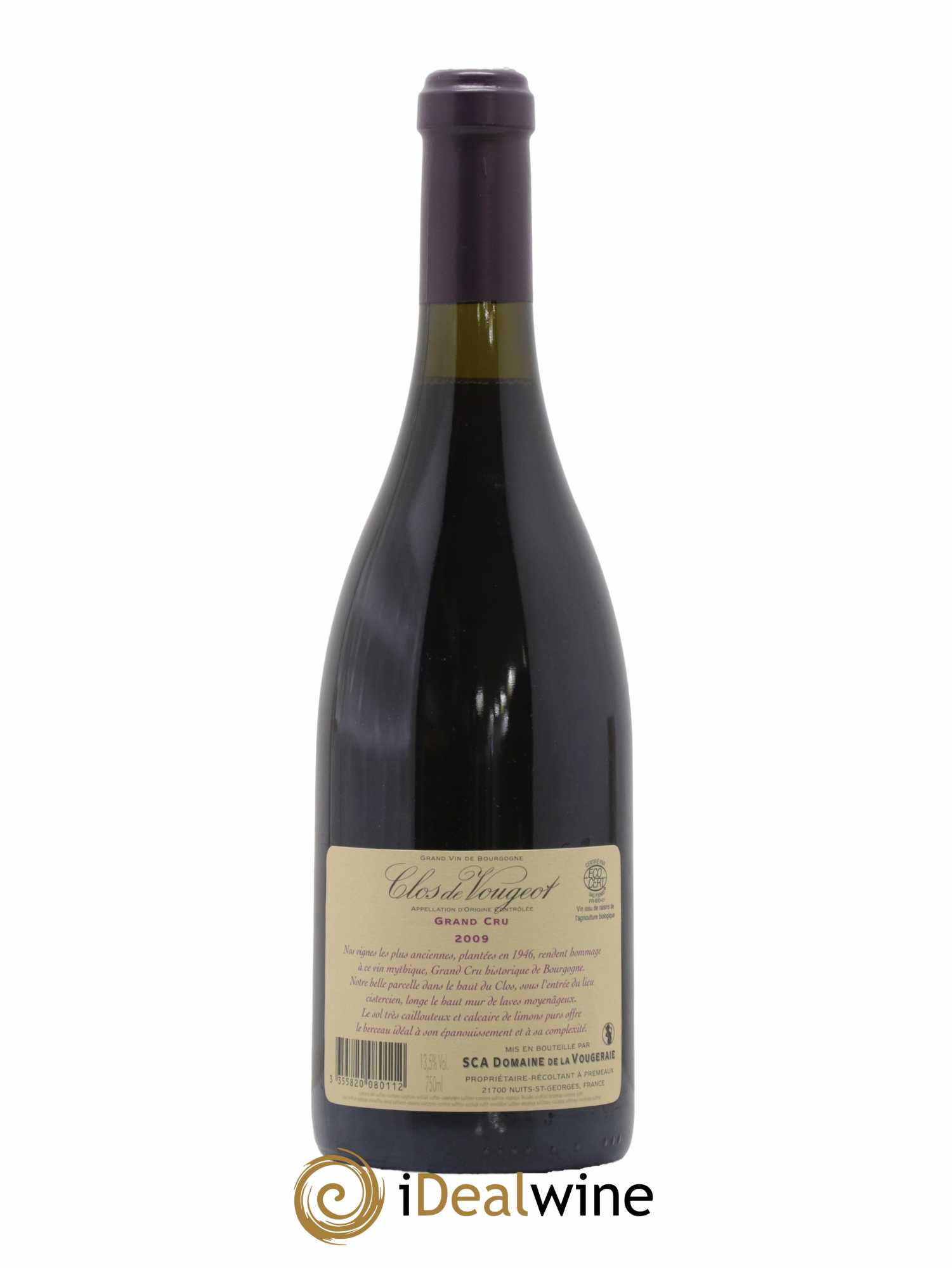 Clos de Vougeot Grand Cru La Vougeraie 2009 - Lot de 1 bouteille - 1