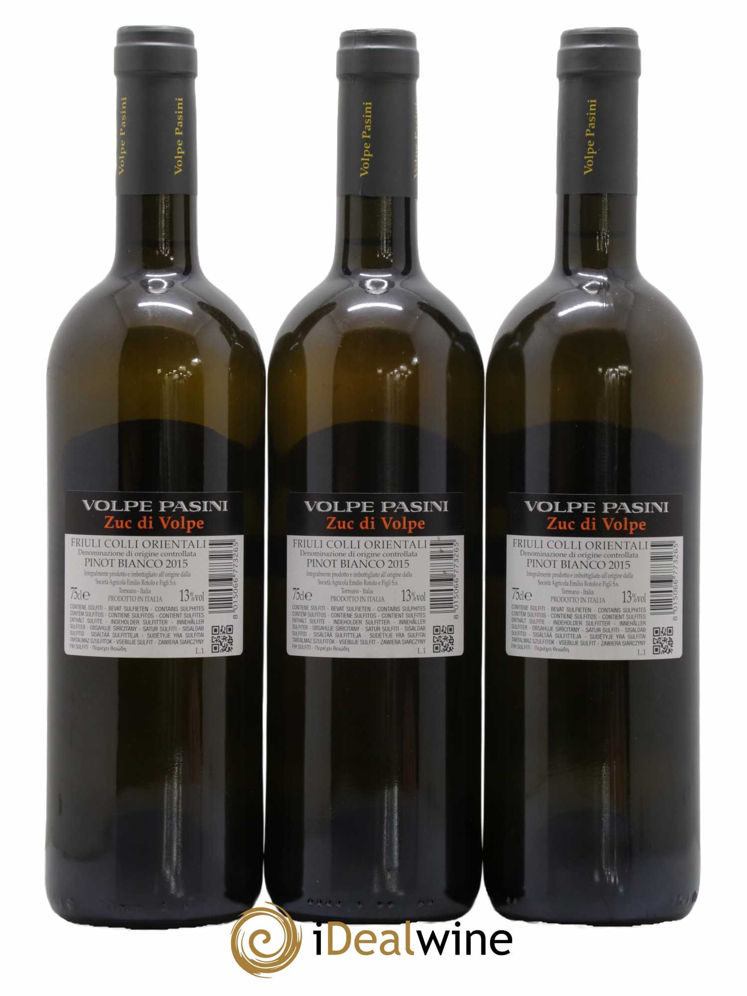 Italie Friuli Colli Orientiali Pinot Bianco Volpe Pasini Zuc di Volpe 2015 - Lot de 3 bouteilles - 1