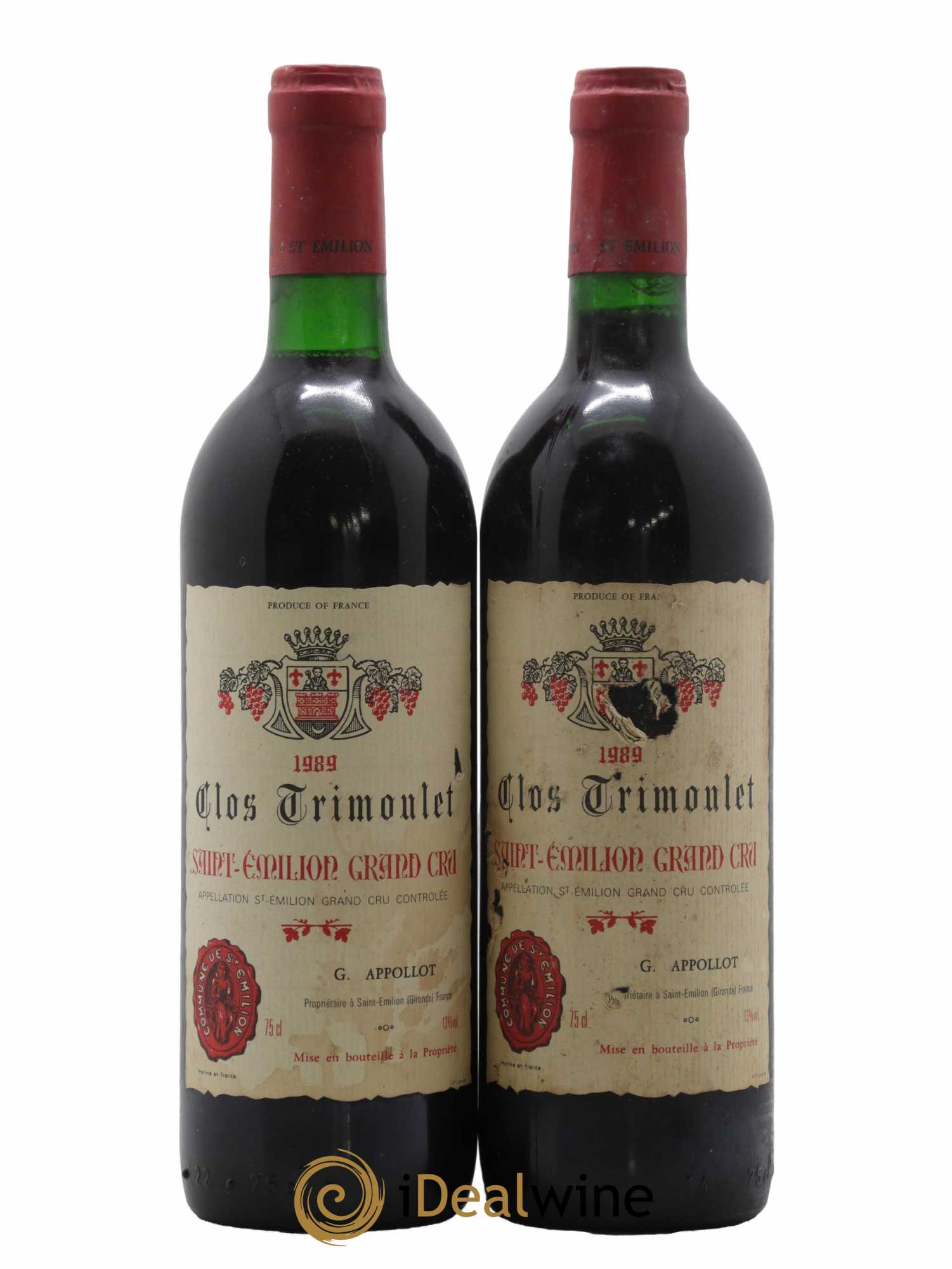 Saint-Émilion Grand Cru Clos Trimoulet 1989 - Lot de 2 bouteilles - 0