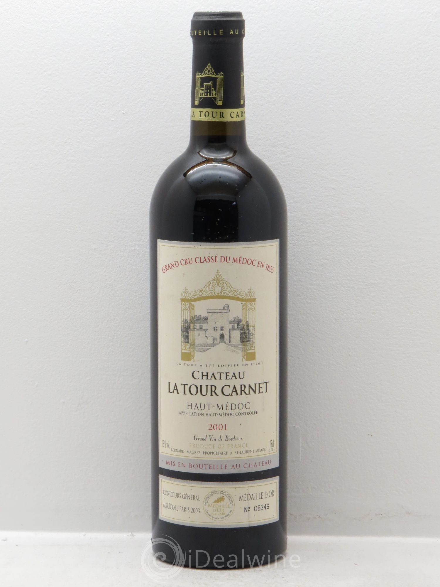 Château la Tour Carnet 4ème Grand Cru Classé 2001 - Lot de 1 bouteille - 0