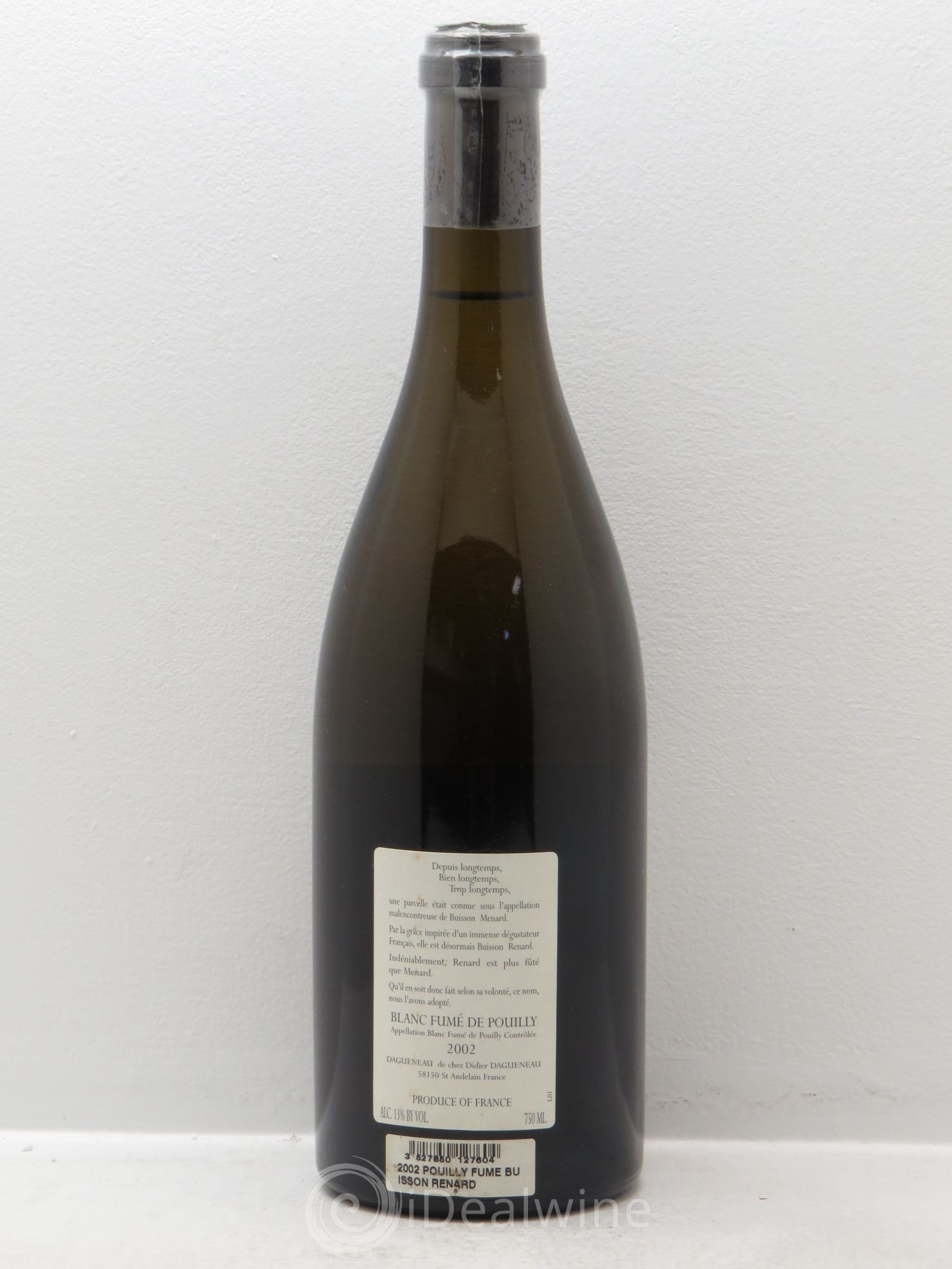 Vin de France (anciennement Pouilly-Fumé) Buisson Renard Dagueneau (Domaine Didier - Louis-Benjamin) 2002 - Lot de 1 bouteille - 1