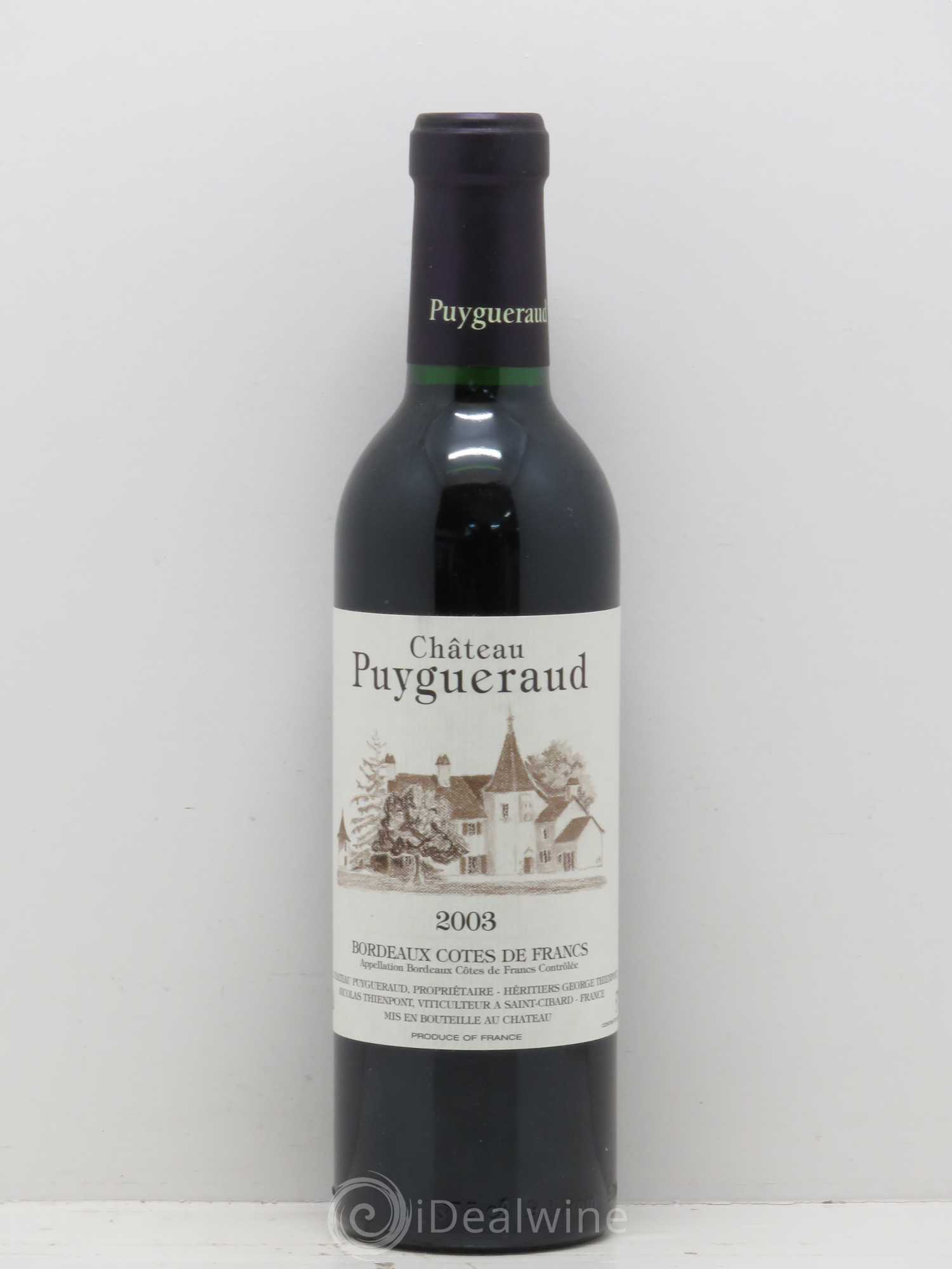 Château Puygueraud 2003 - Lot de 1 demi bouteille - 0