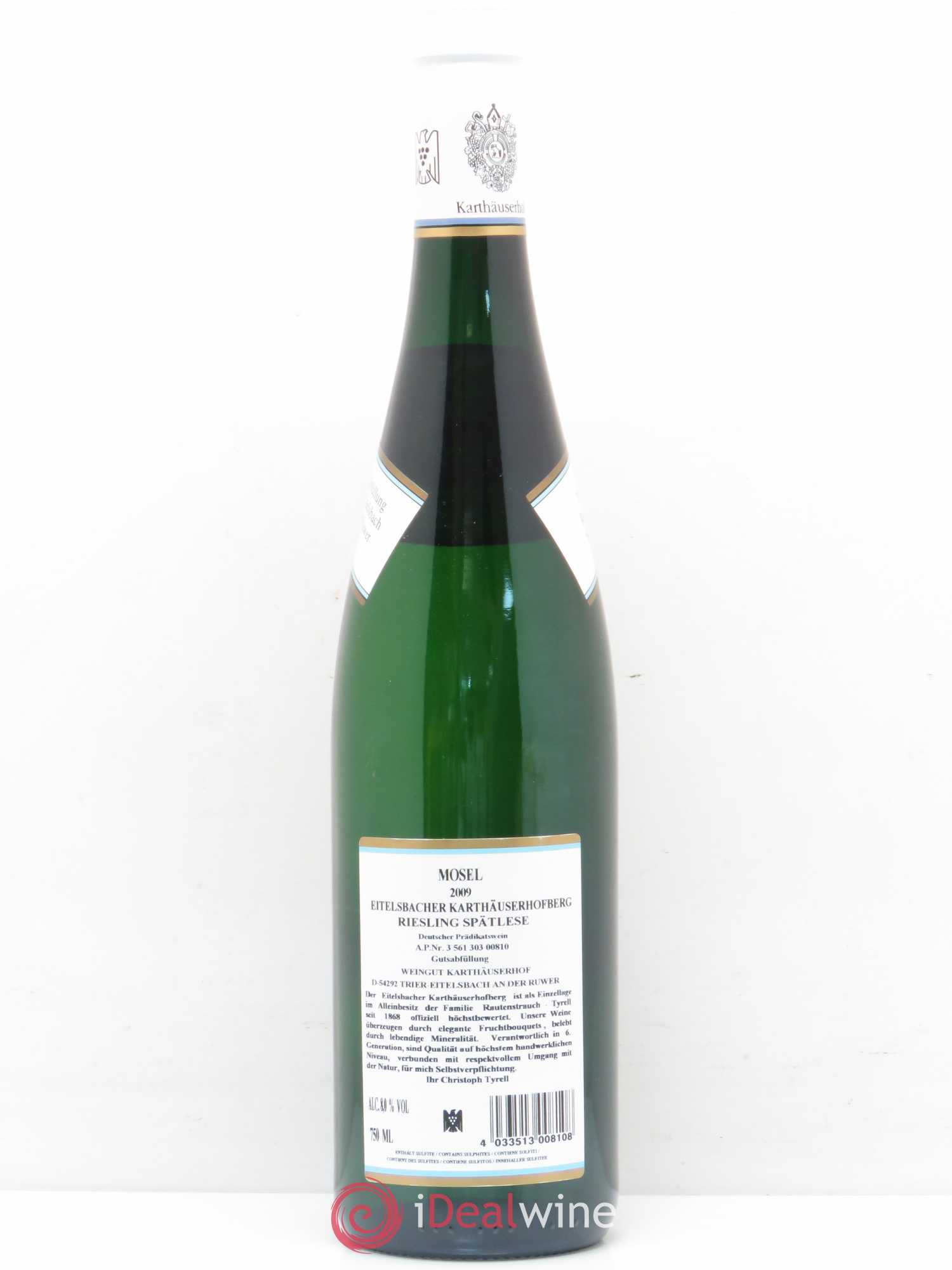Riesling Eitelsbacher Karthäuserhofberg Spätlese Weingut Karthäuserhof (sans prix de réserve) 2009 - Posten von 1 Flasche - 1