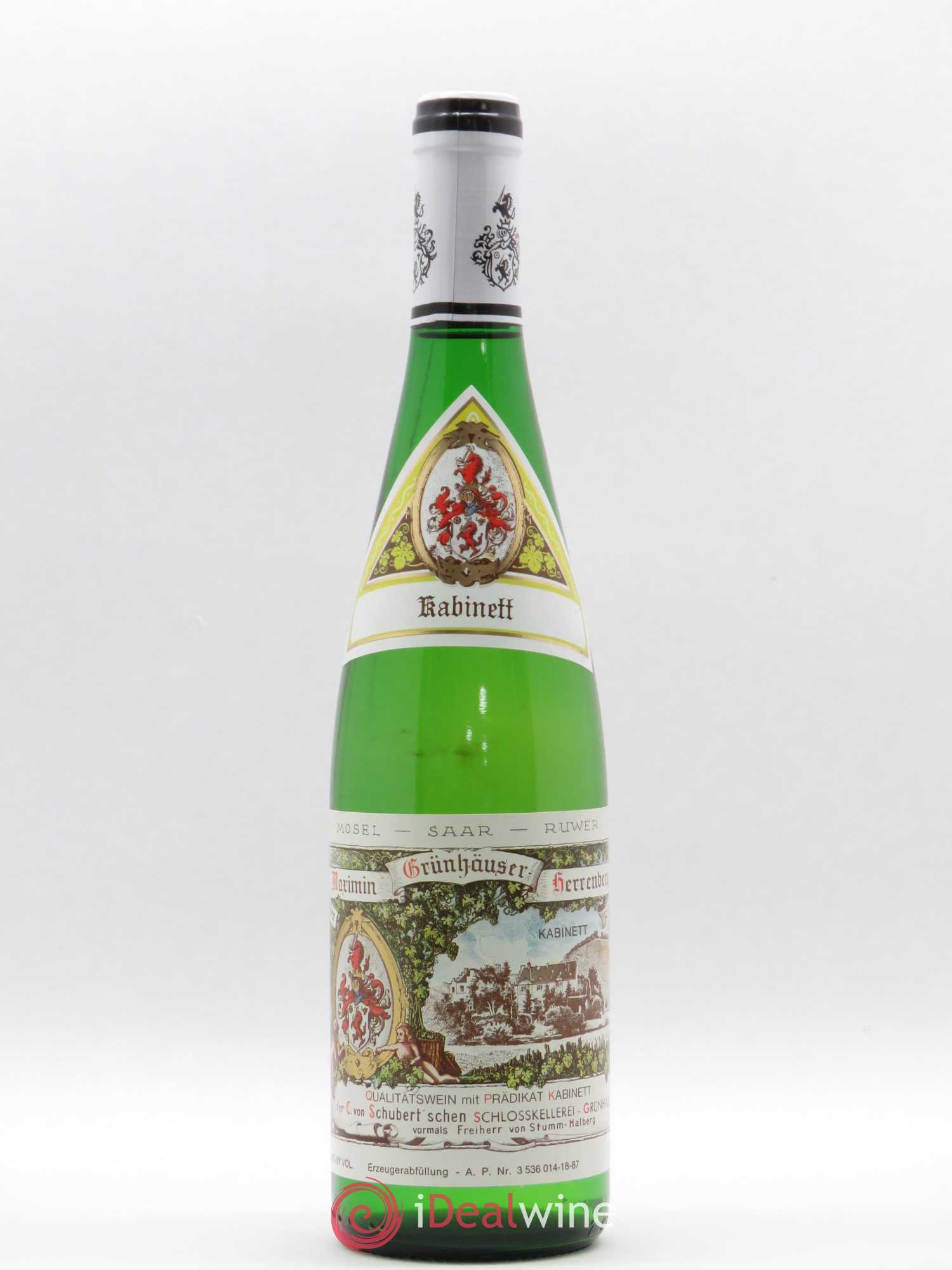 Riesling Mosel Herrenberg Kabinett C. von Schubert Schlosskellerei Maximin Grünhäuser 1986 - Posten von 1 Flasche - 0