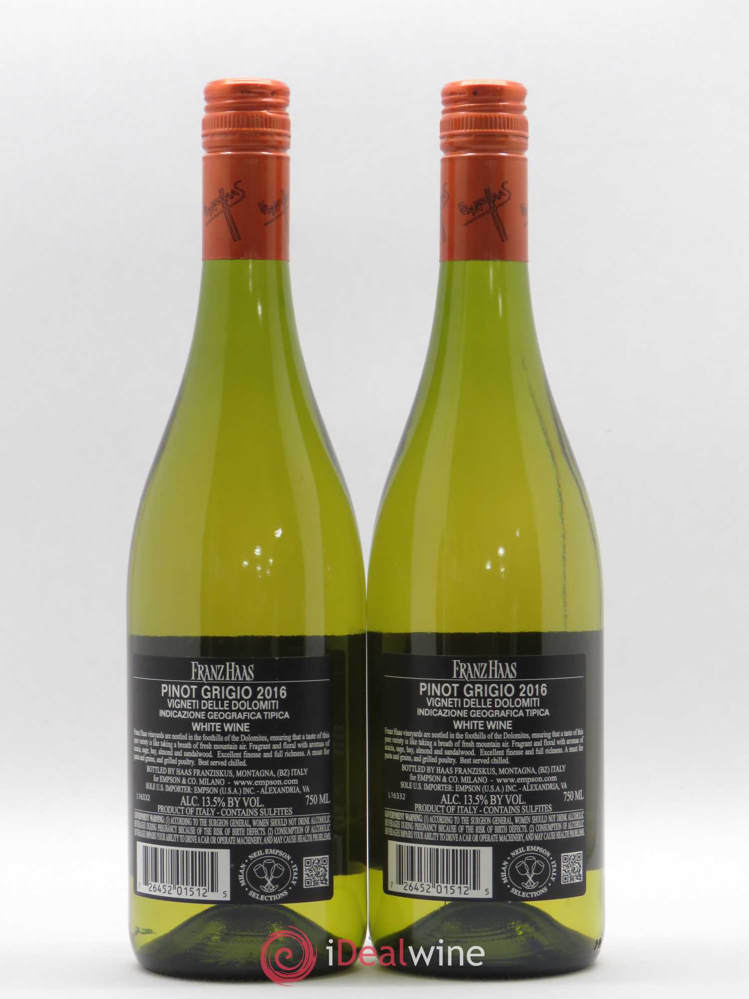 Italie Pinot Grigio Vigneti Delle Dolomiti Franz Haas (sans prix de réserve) 2016 - Posten von 2 Flaschen - 1