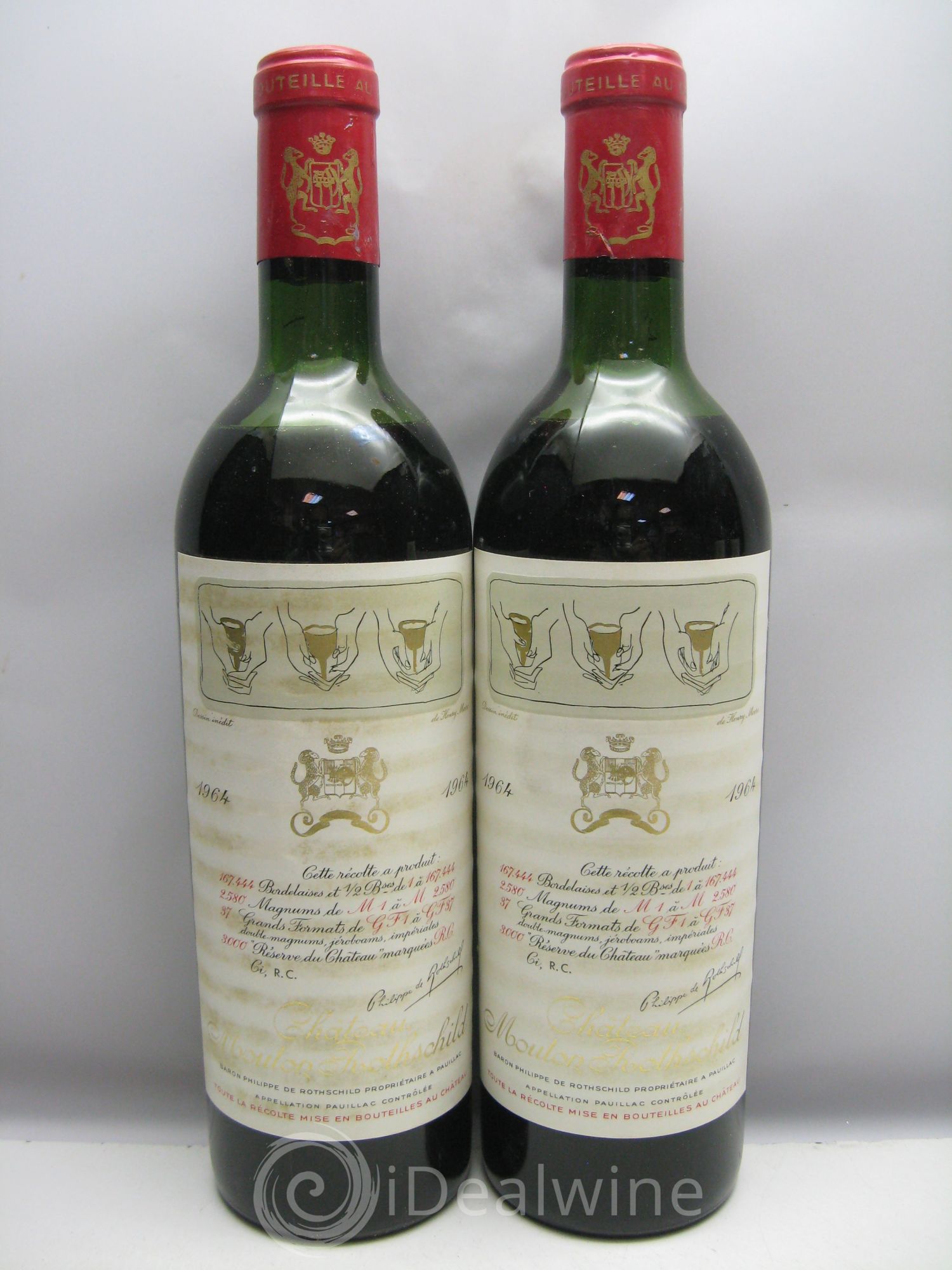 Château Mouton Rothschild 1er Grand Cru Classé 1964 - Lot de 6 bouteilles - 1